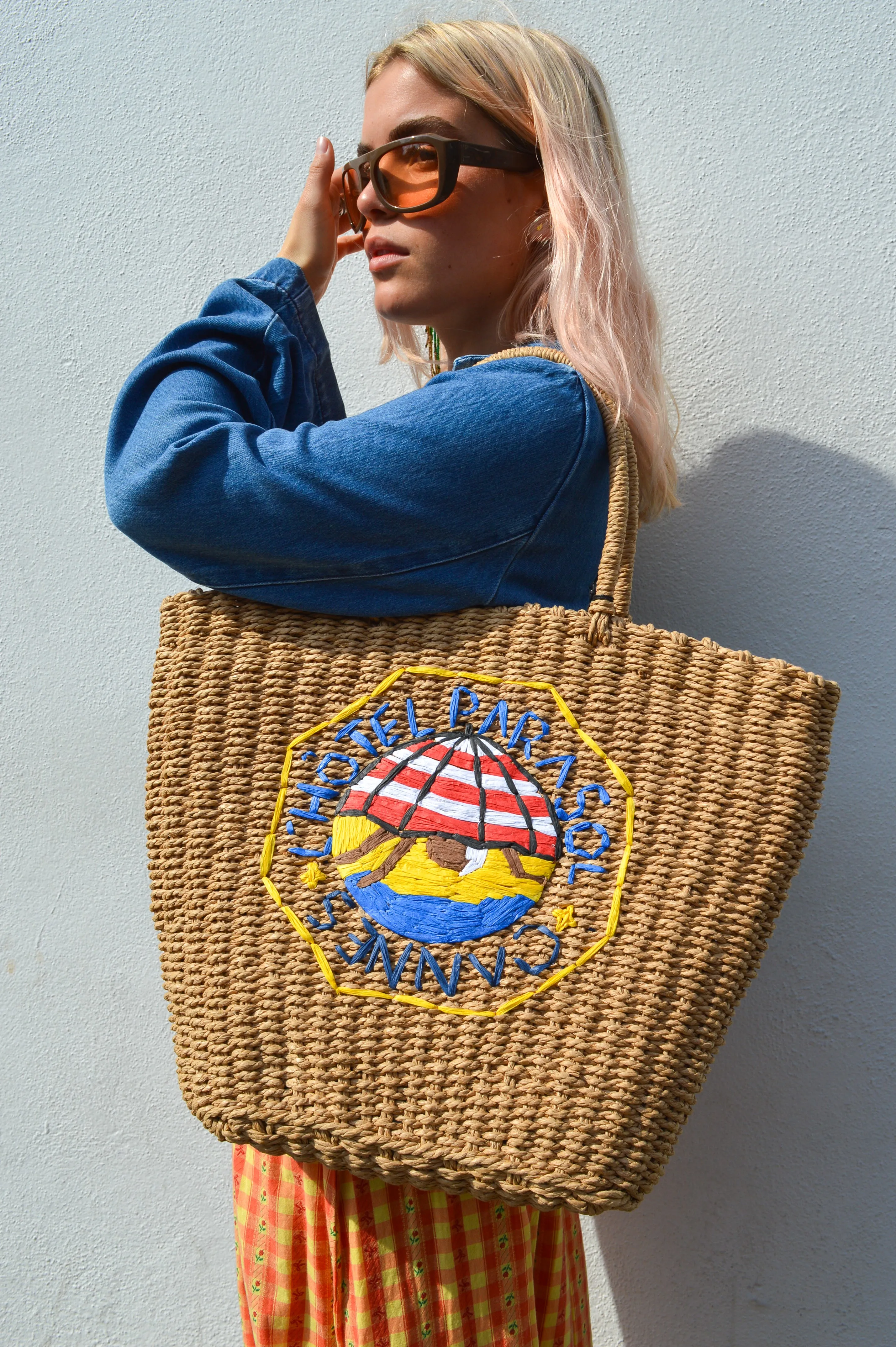 Damson Madder Straw Market Bag