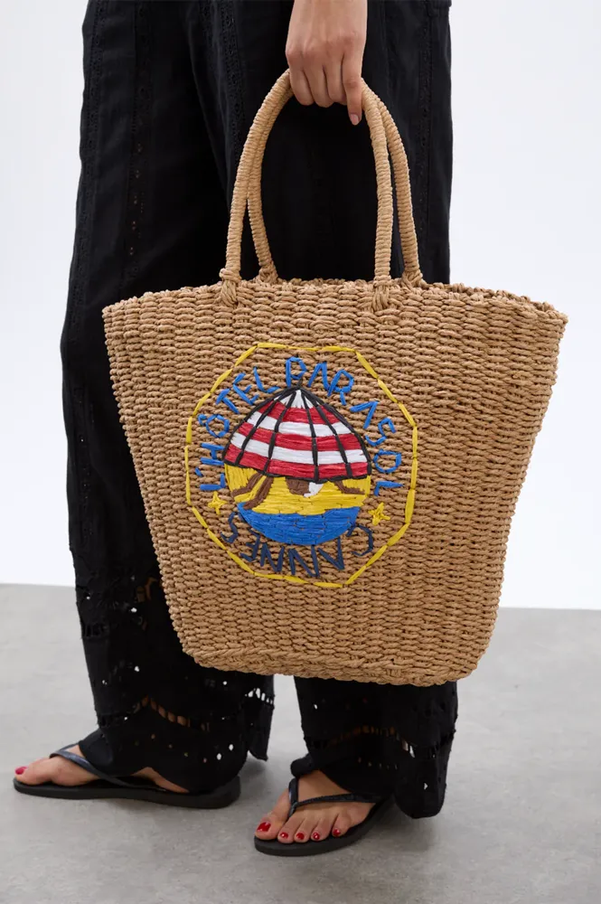 Damson Madder Straw Market Bag
