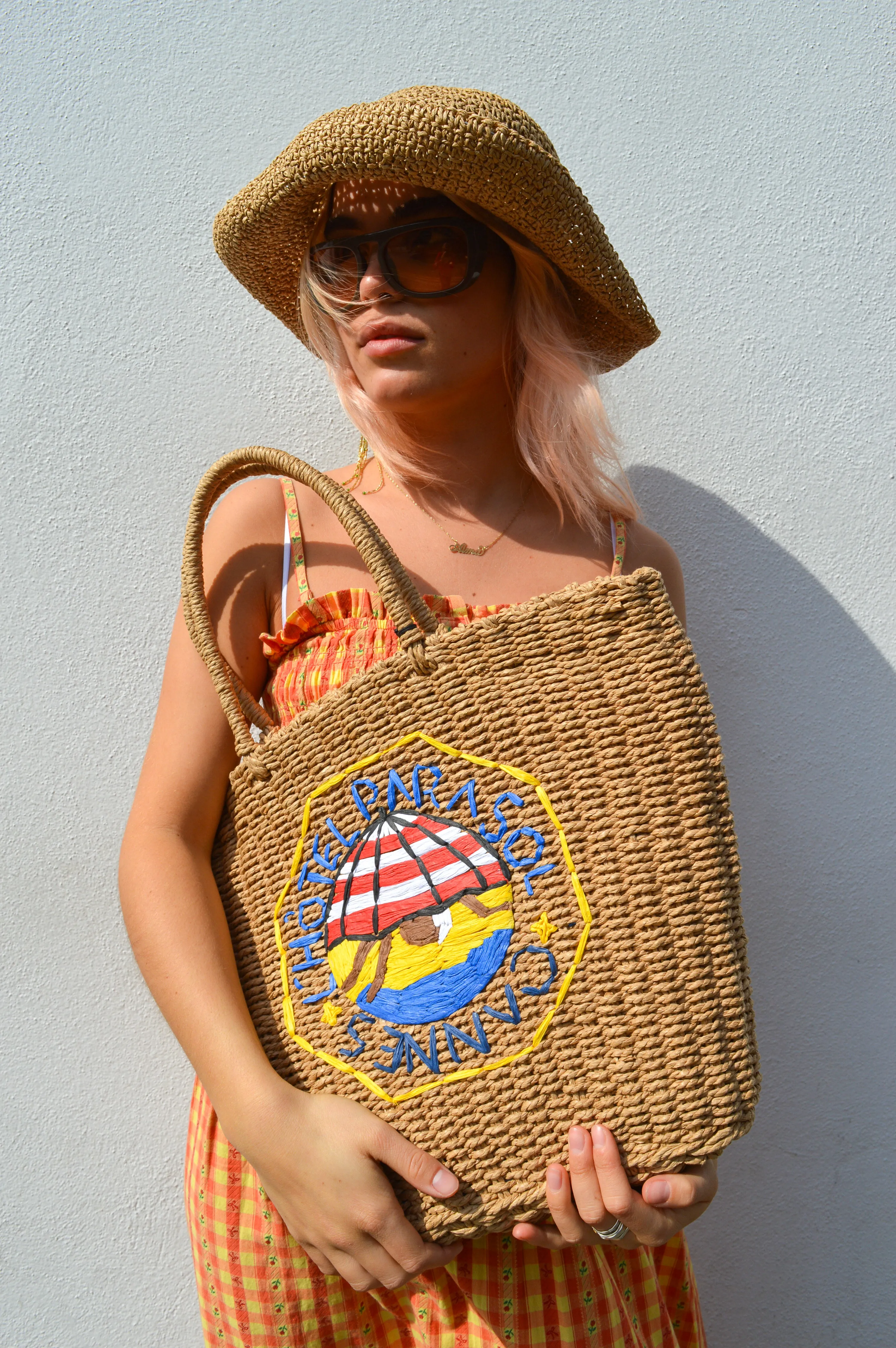 Damson Madder Straw Market Bag