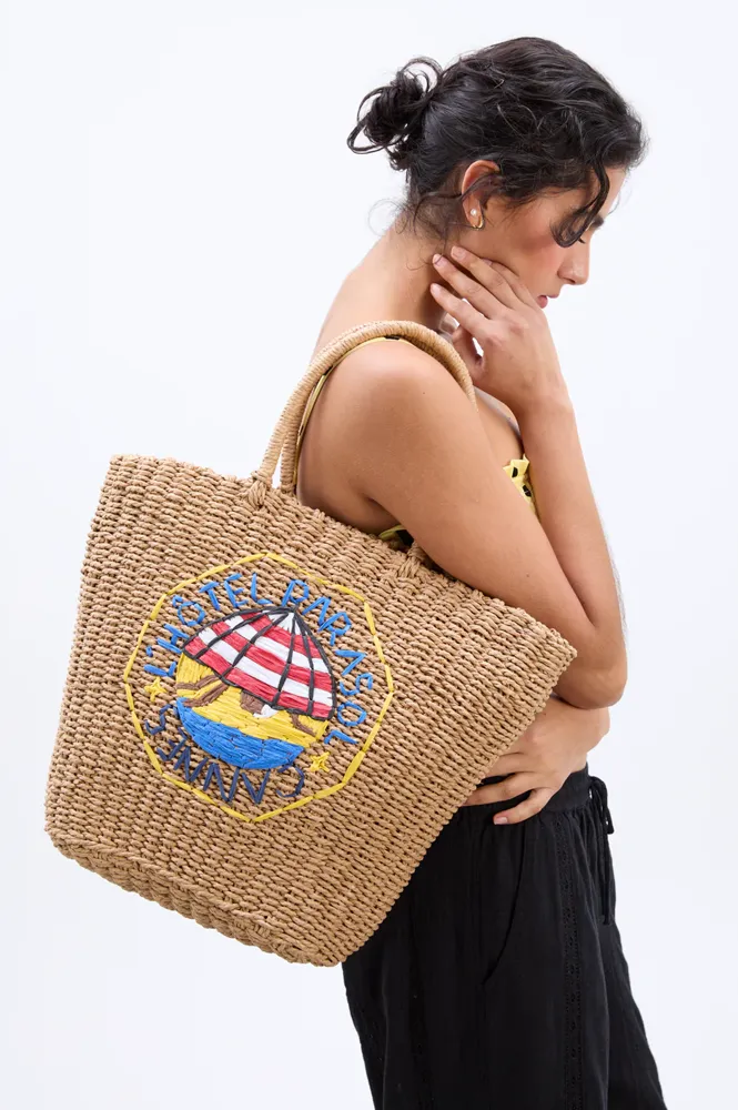 Damson Madder Straw Market Bag
