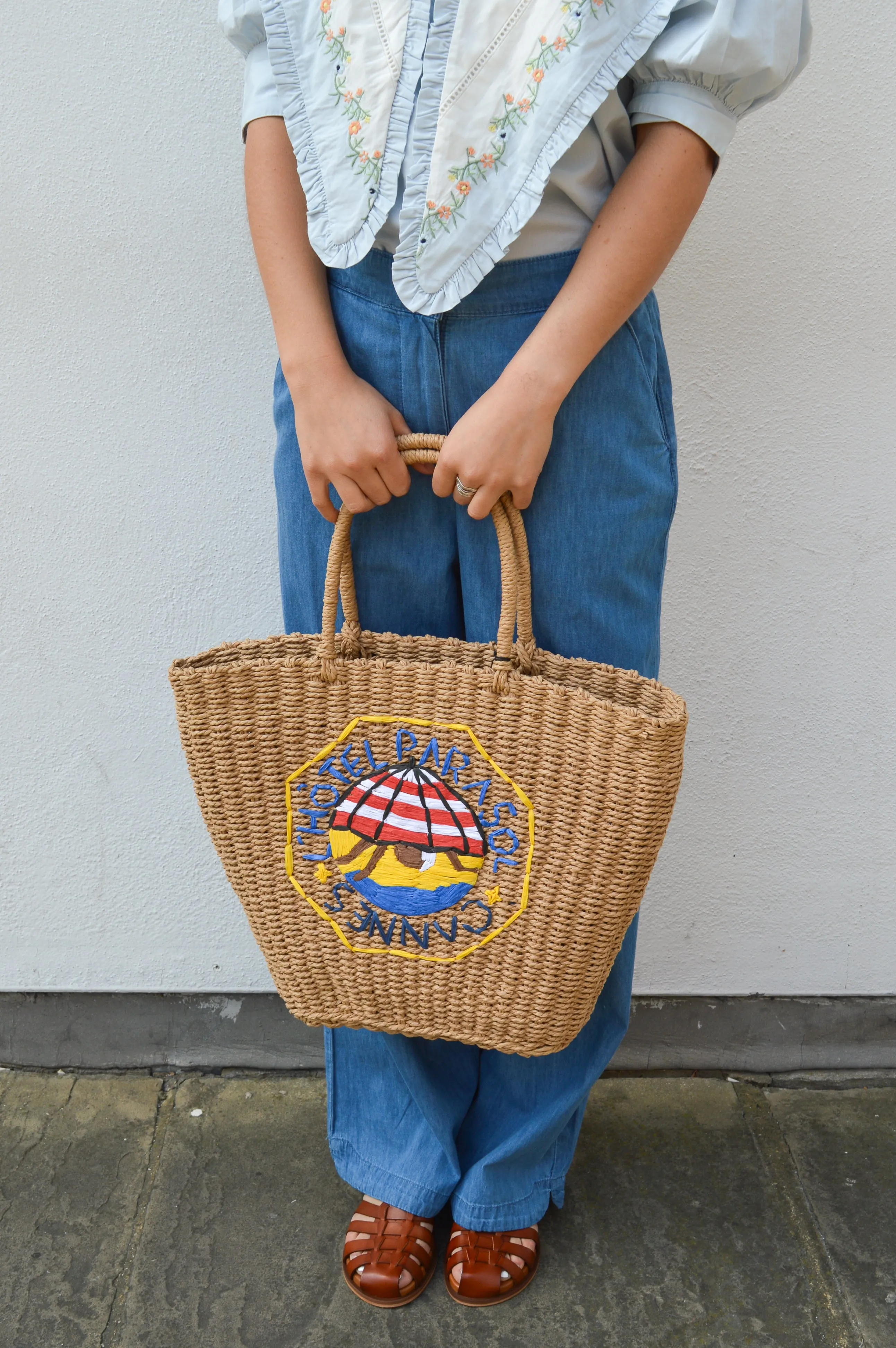 Damson Madder Straw Market Bag