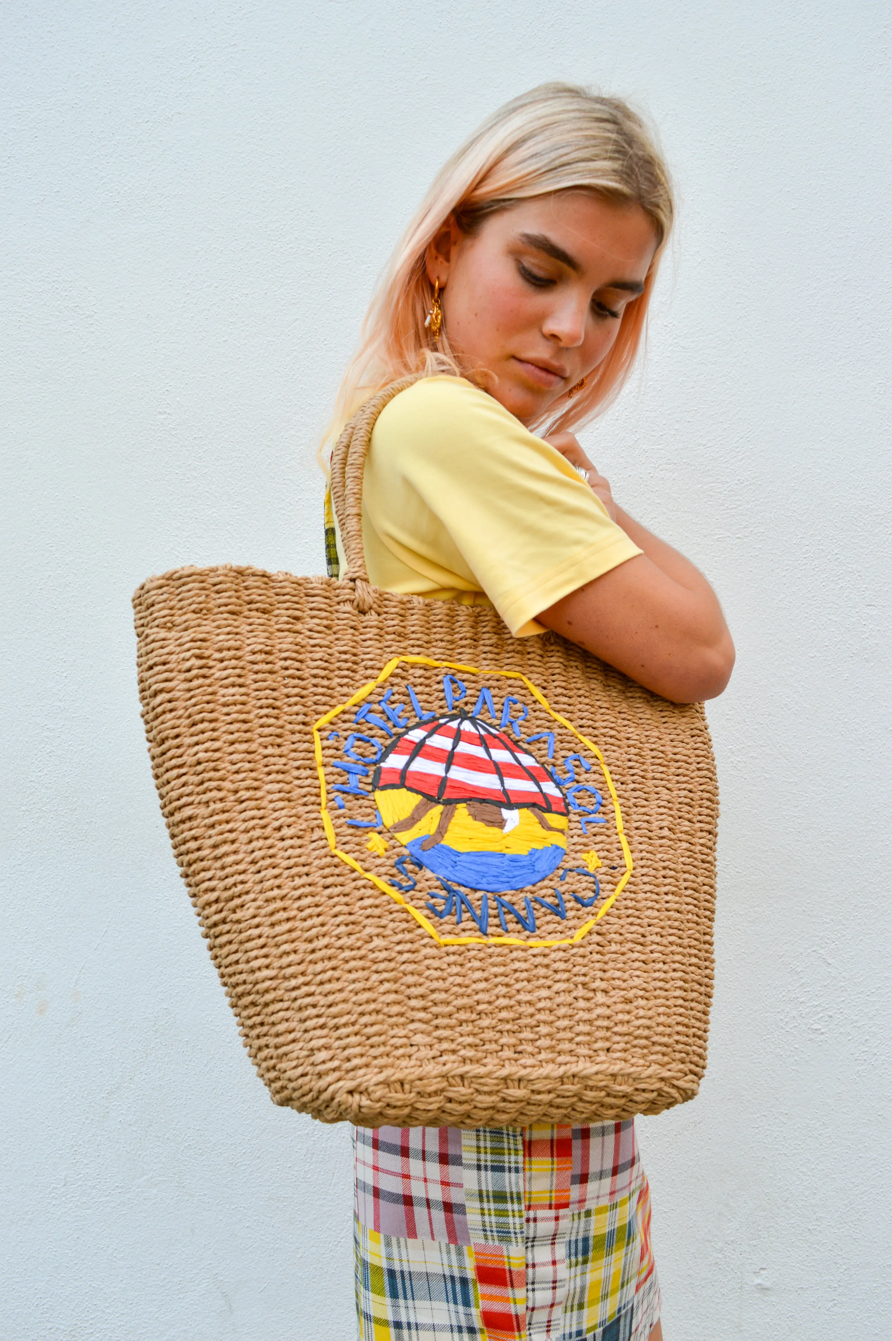 Damson Madder Straw Market Bag