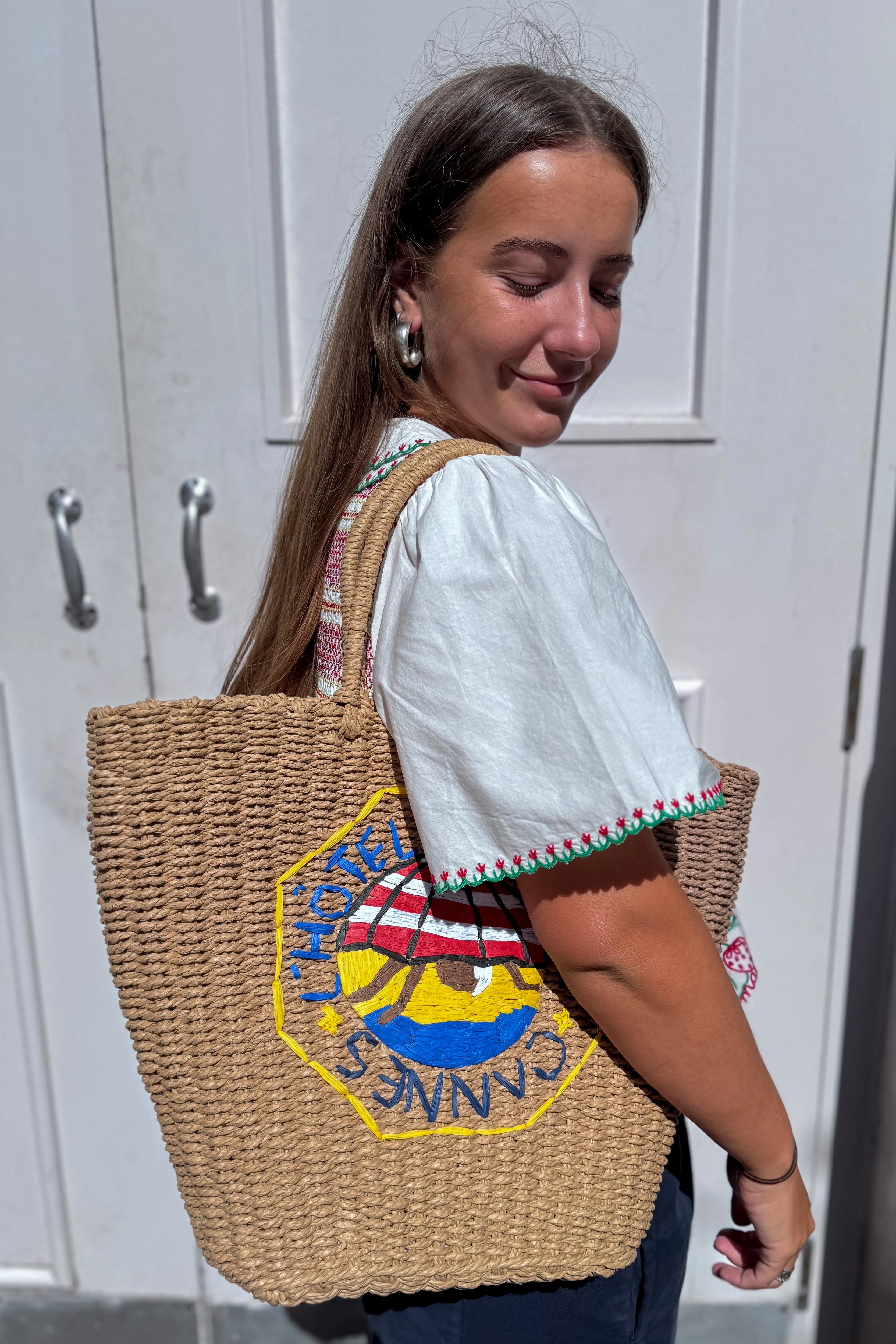 Damson Madder Straw Market Bag