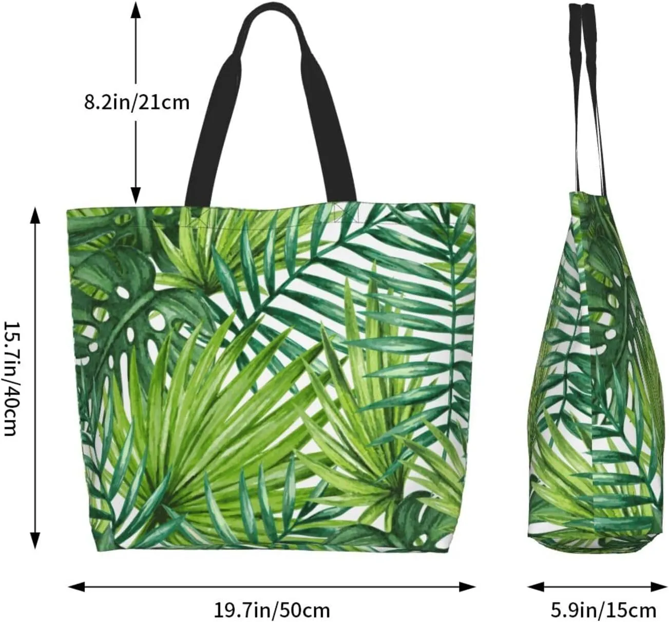 Dandelions Blow Into Birds Black Tote Bag Shopping Bag Portable Handbags Tote Shoulder Bucket Bags for Women 19.7x15.7