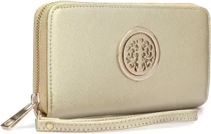 Dasein Lady Women Fashion Clutch Zip Around Emblem Long Wallet Purse Card Case Phone Wallet
