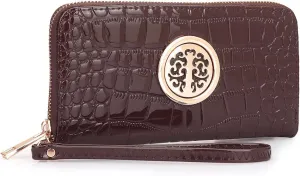 Dasein Lady Women Fashion Clutch Zip Around Emblem Long Wallet Purse Card Case Phone Wallet