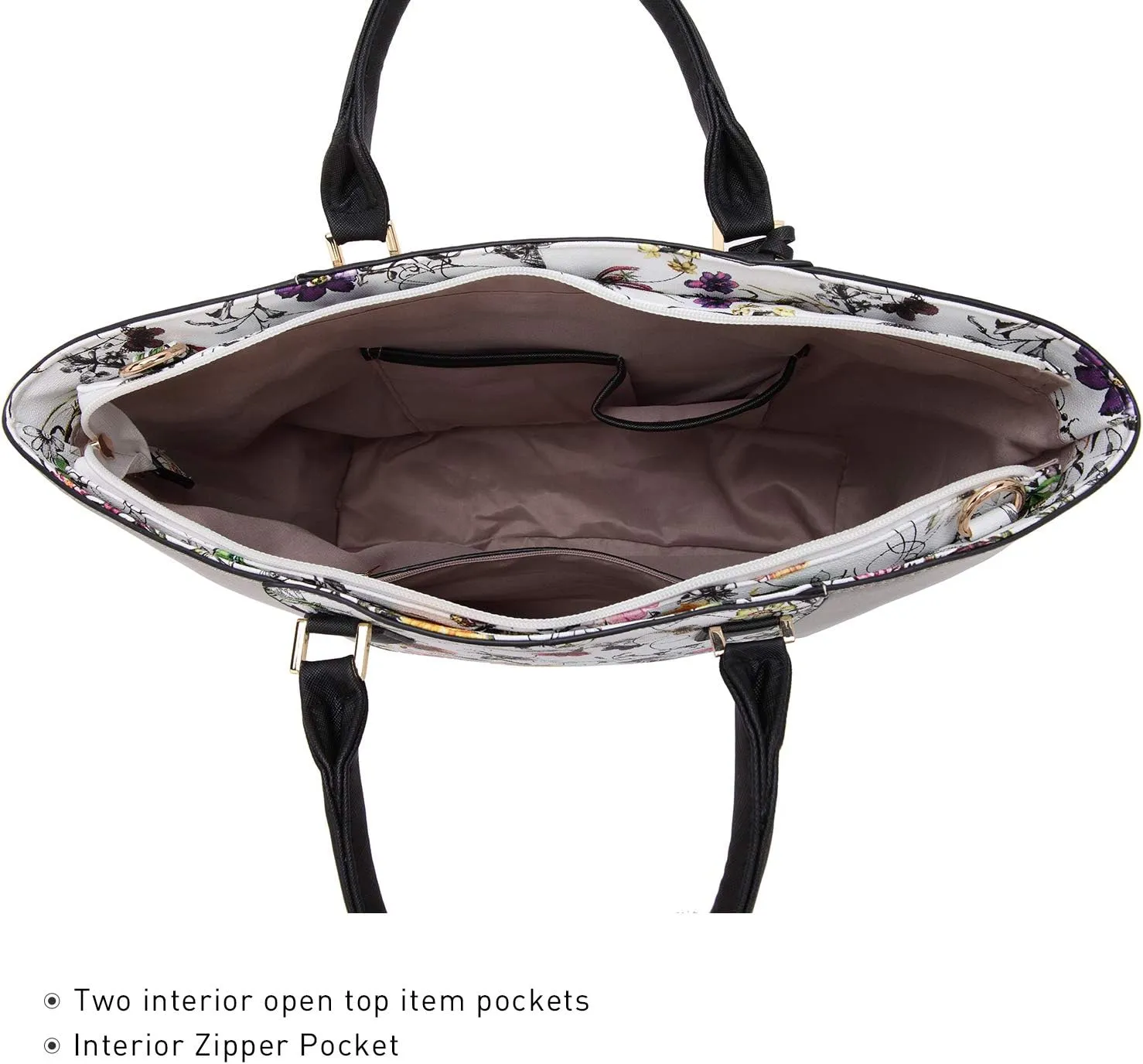 Dasein Satchel Purse Handbag for Women Large Shoulder Work Tote Bag With Matching Wallet