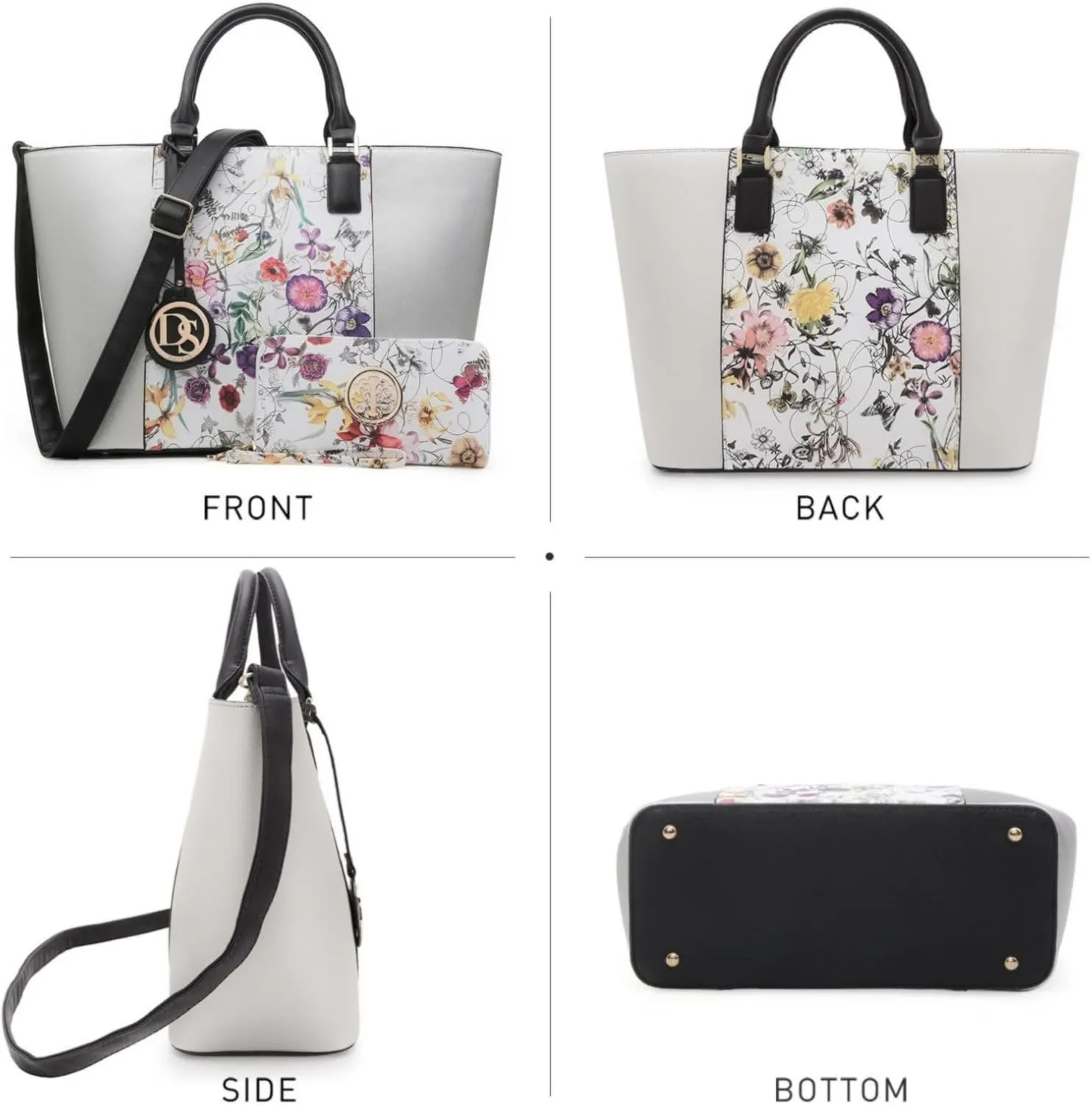 Dasein Satchel Purse Handbag for Women Large Shoulder Work Tote Bag With Matching Wallet