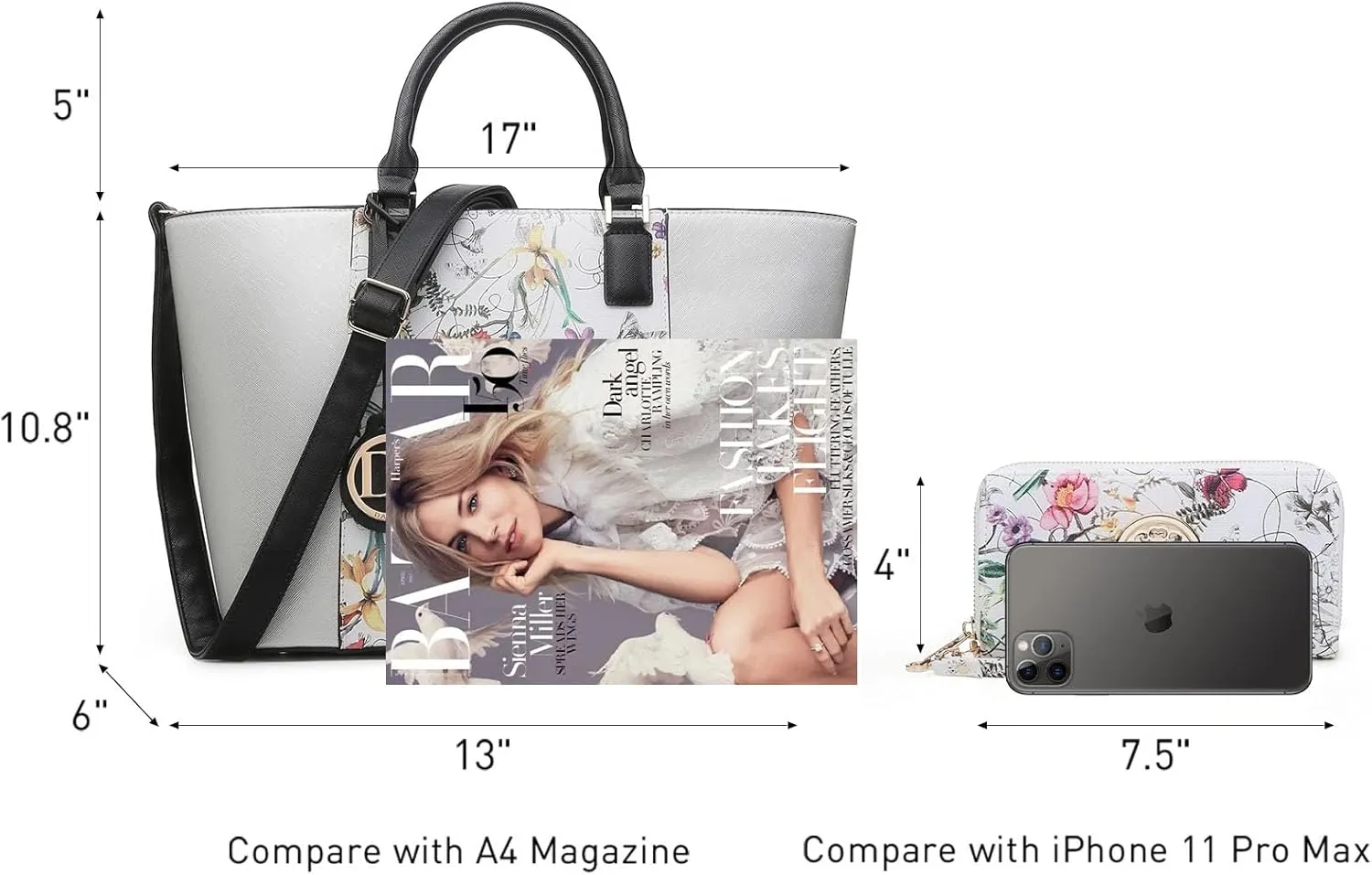 Dasein Satchel Purse Handbag for Women Large Shoulder Work Tote Bag With Matching Wallet