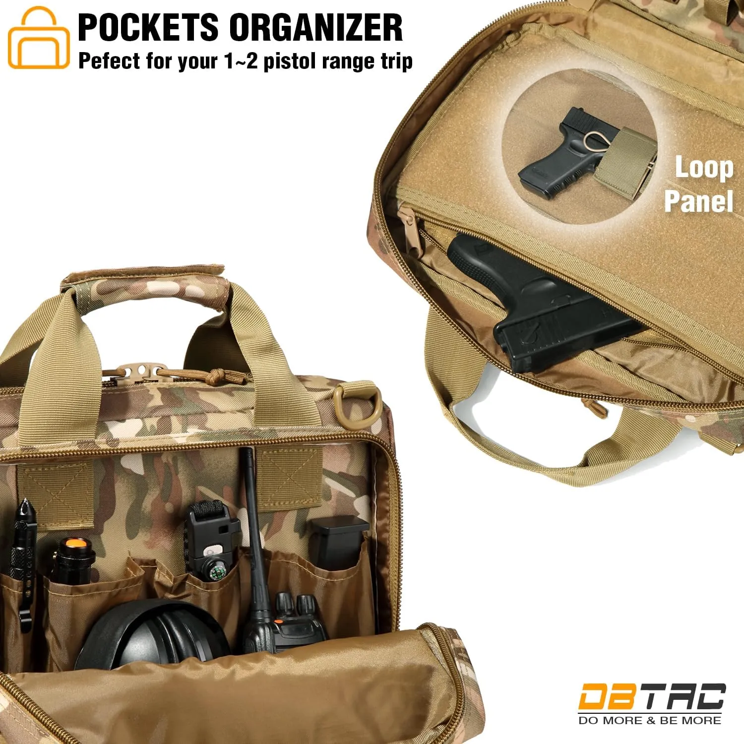 DBTAC Gun Case Bag XS | Tactical 1~2 Pistol Bag Firearm Shooting Case with Lockable Zipper for Shooting Range Outdoor Hunting | US Flag Patch   Universal Holster Included