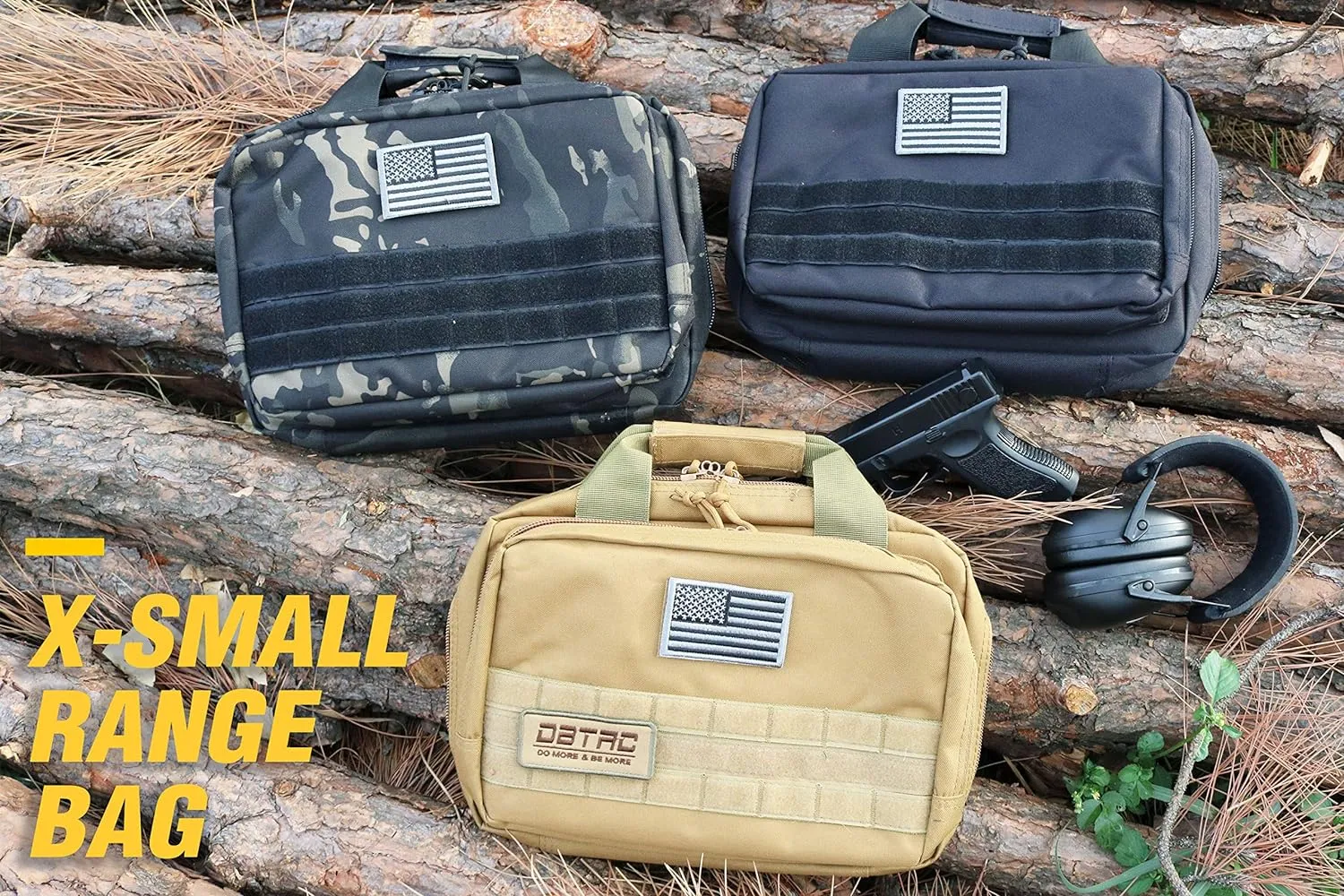DBTAC Gun Case Bag XS | Tactical 1~2 Pistol Bag Firearm Shooting Case with Lockable Zipper for Shooting Range Outdoor Hunting | US Flag Patch   Universal Holster Included