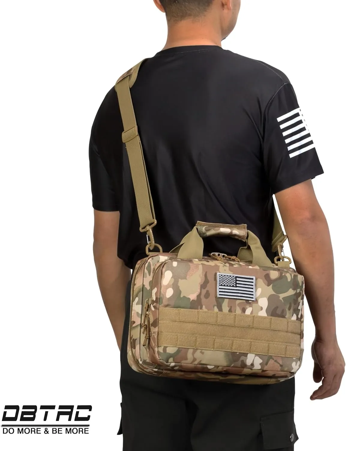 DBTAC Gun Case Bag XS | Tactical 1~2 Pistol Bag Firearm Shooting Case with Lockable Zipper for Shooting Range Outdoor Hunting | US Flag Patch   Universal Holster Included