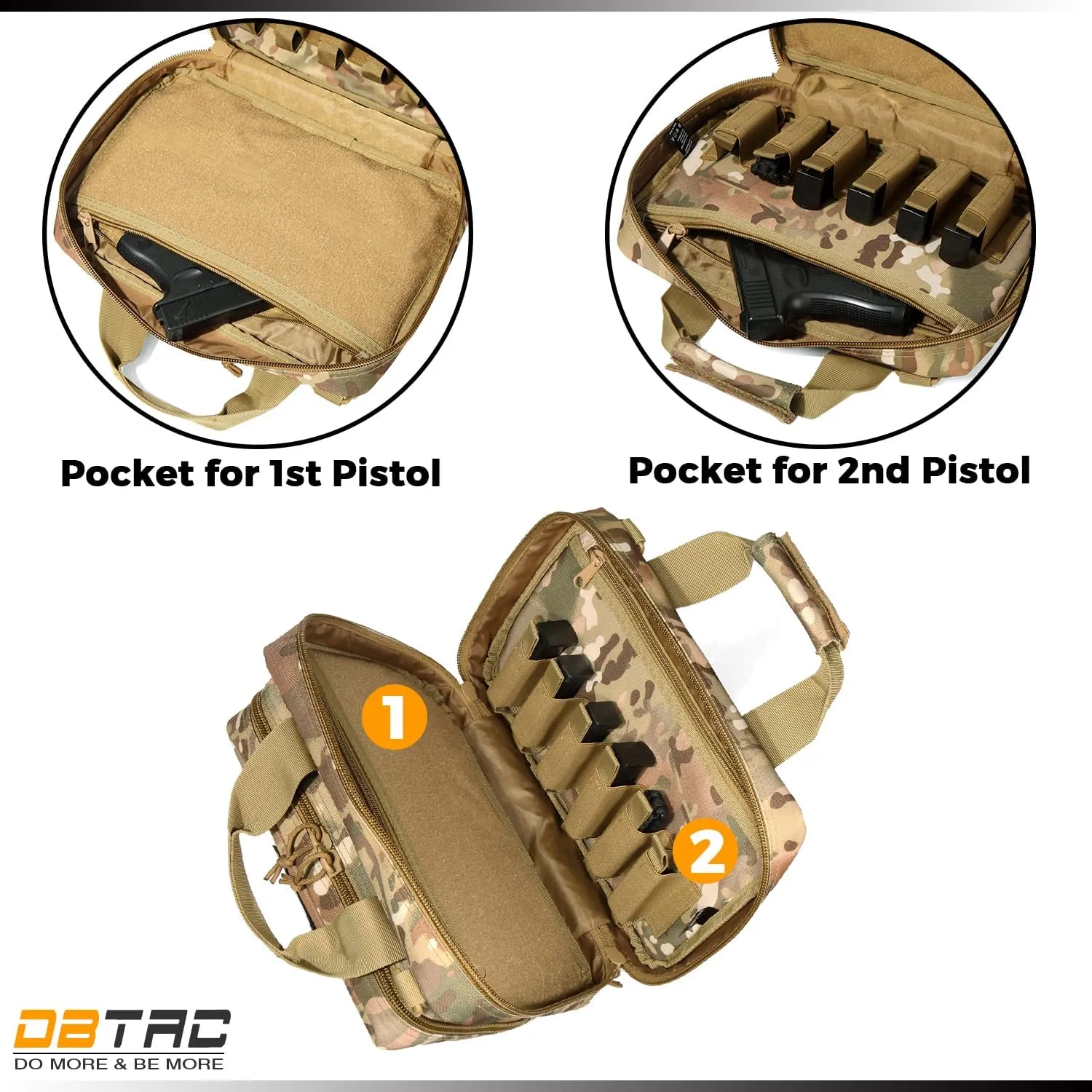 DBTAC Gun Case Bag XS | Tactical 1~2 Pistol Bag Firearm Shooting Case with Lockable Zipper for Shooting Range Outdoor Hunting | US Flag Patch   Universal Holster Included
