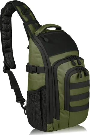 DBTAC Tactical Personal Defense EDC Bags & Packs | 10L Military Shoulder Backpack with Sling for Concealed Carry, Range, Travel, Hiking, Outdoor Sports (OD Green)
