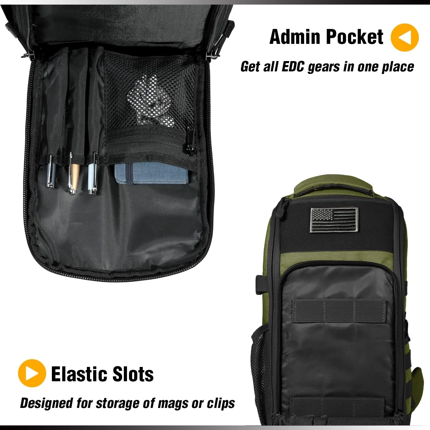 DBTAC Tactical Personal Defense EDC Bags & Packs | 10L Military Shoulder Backpack with Sling for Concealed Carry, Range, Travel, Hiking, Outdoor Sports (OD Green)