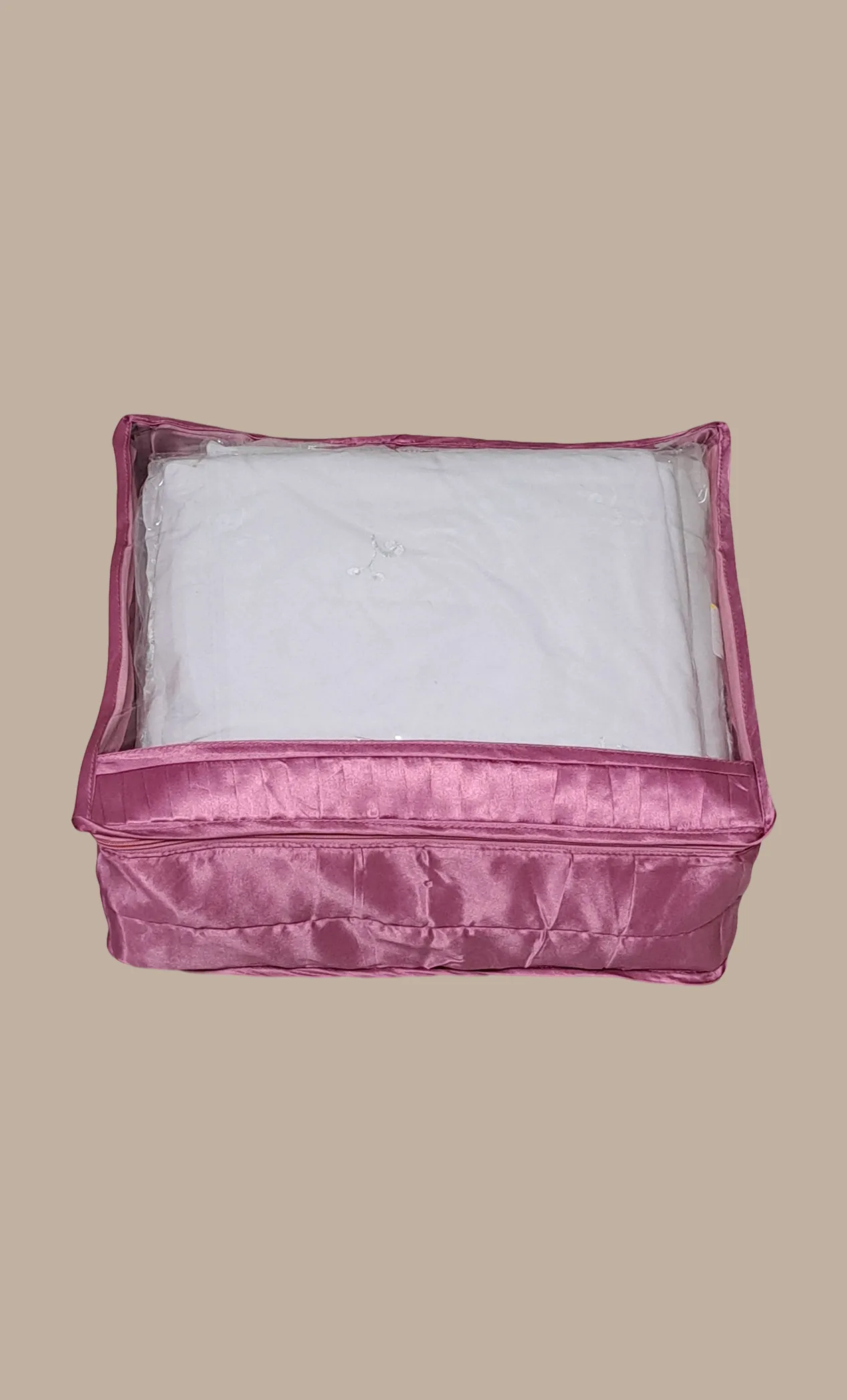 Deep Mink Satin Sari Cover