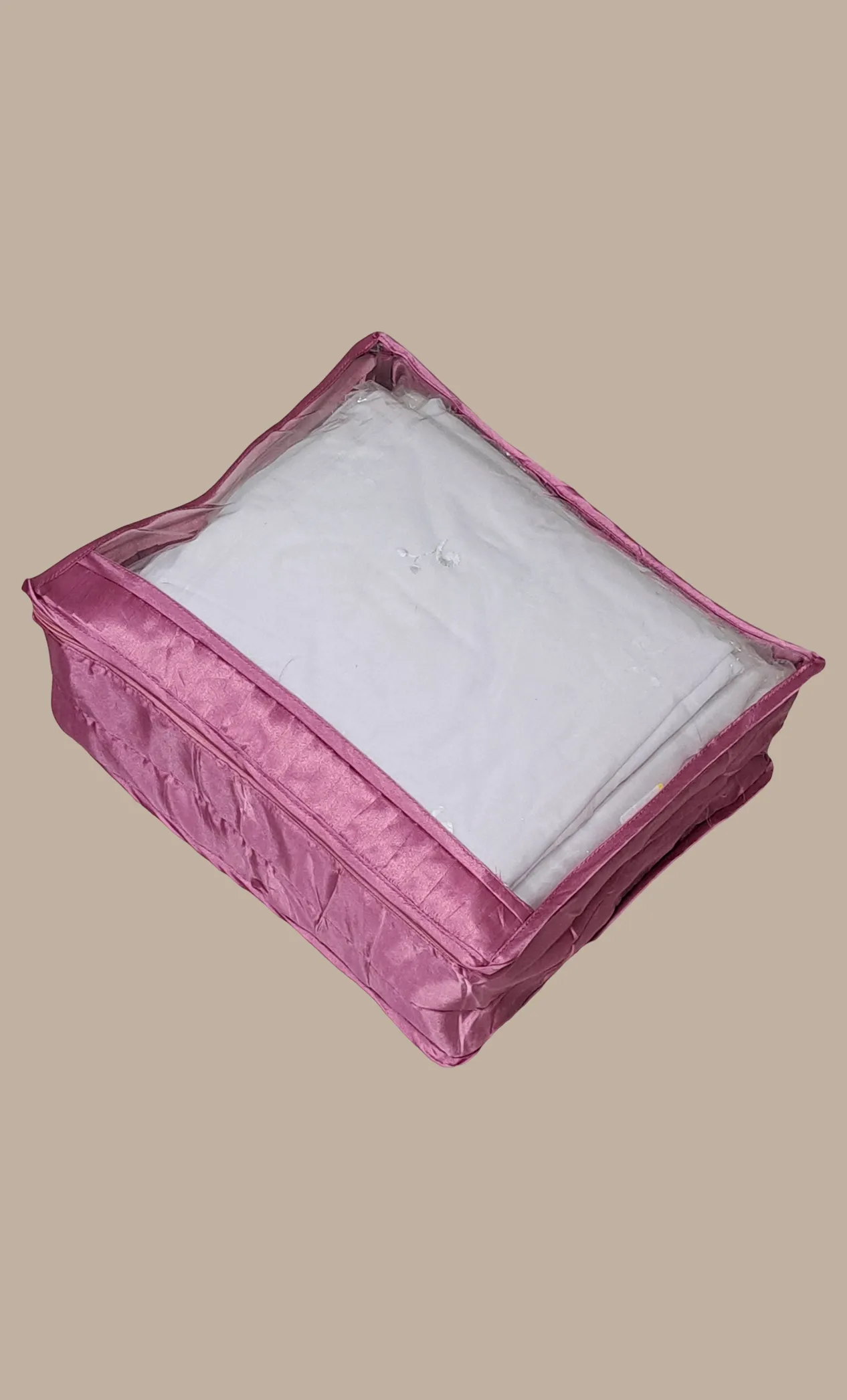 Deep Mink Satin Sari Cover