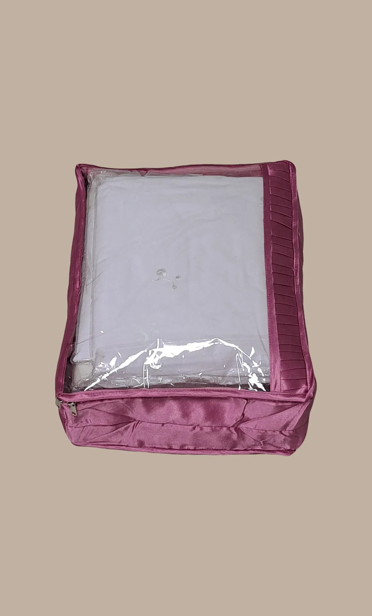 Deep Mink Satin Sari Cover