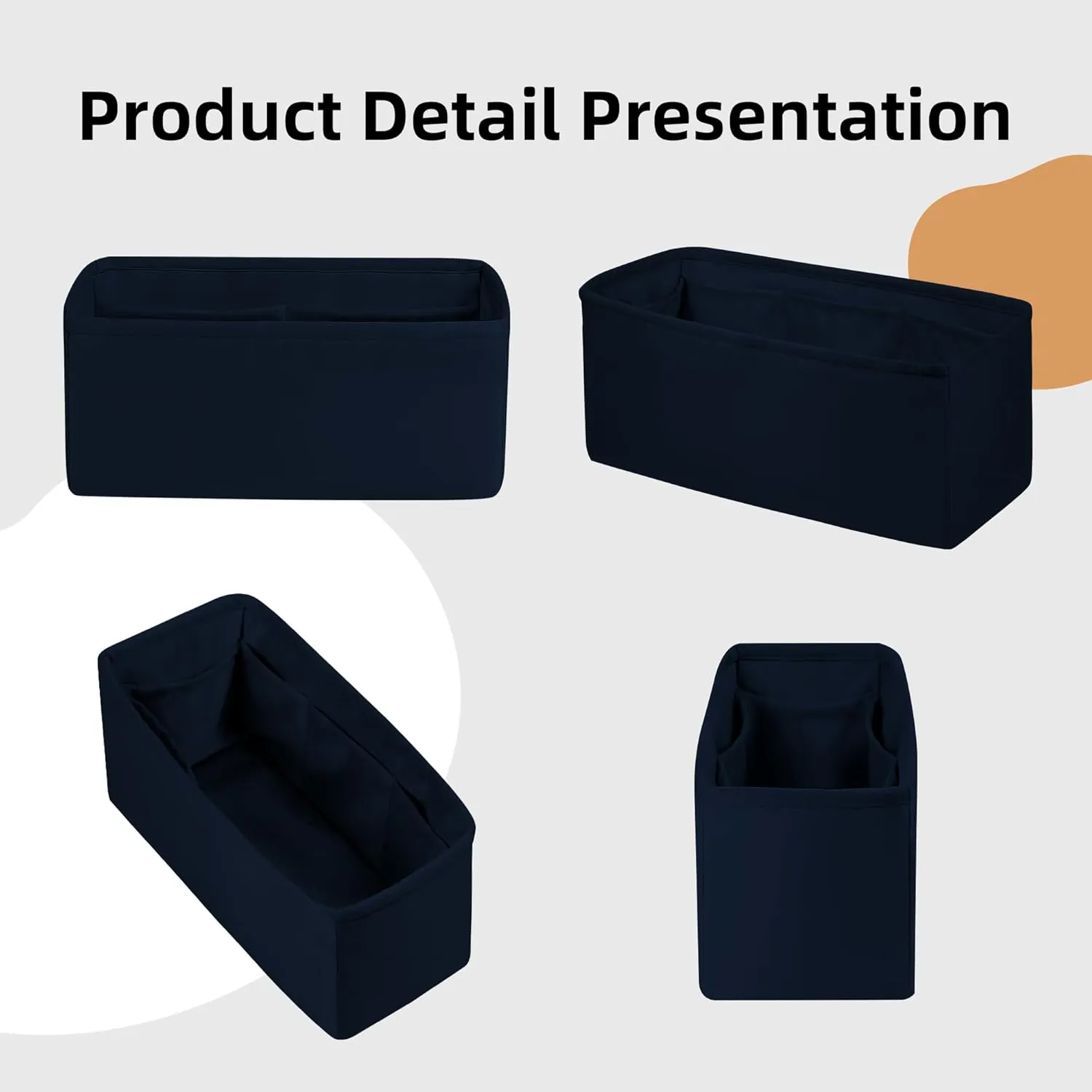 DGAZ Bag Organizer Insert For Kelly pochette/mini II /20/25/28/32/35/40/42/45 Bags, Silk Purse Organizer, Simplicity Handbag & Tote Organizer(Blue nuit,miniKelly2)