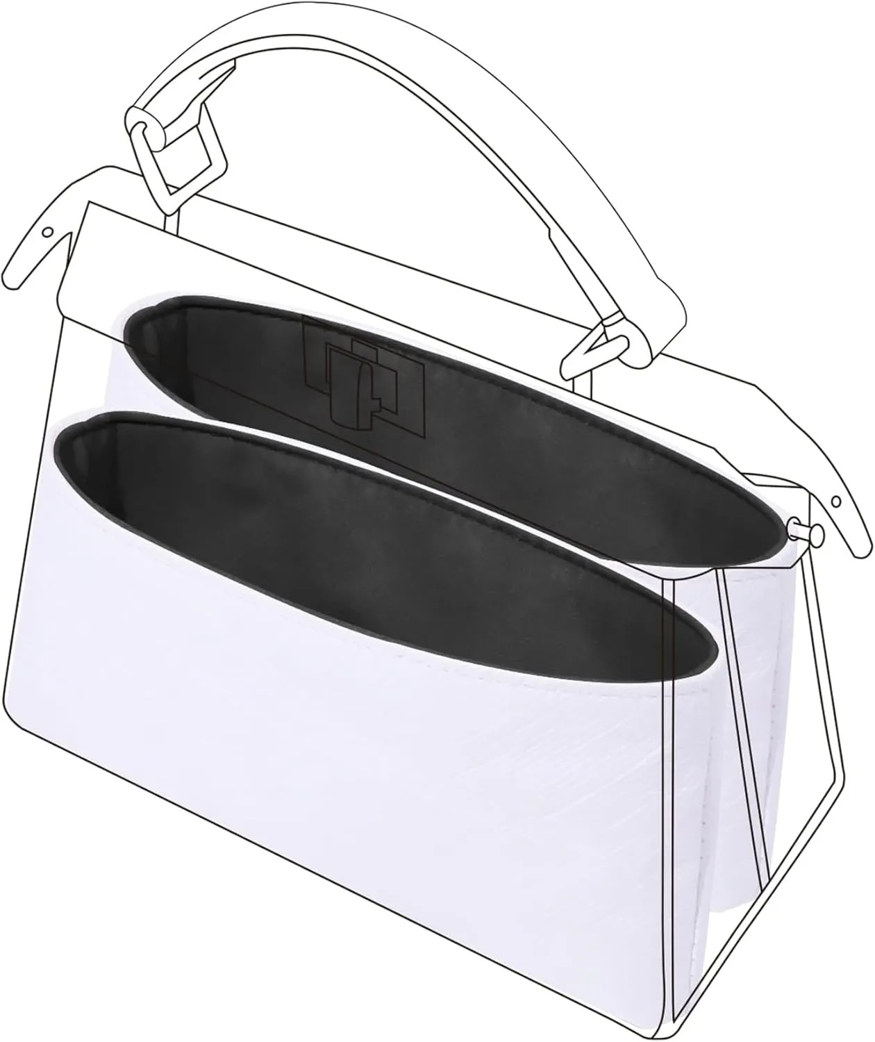 DGAZ Lightweight Purse Organizer Insert for Fendi Peekaboo Bag,silk and DupontPaper handbag inner for Luxury Bags(Black,Peekaboo M)