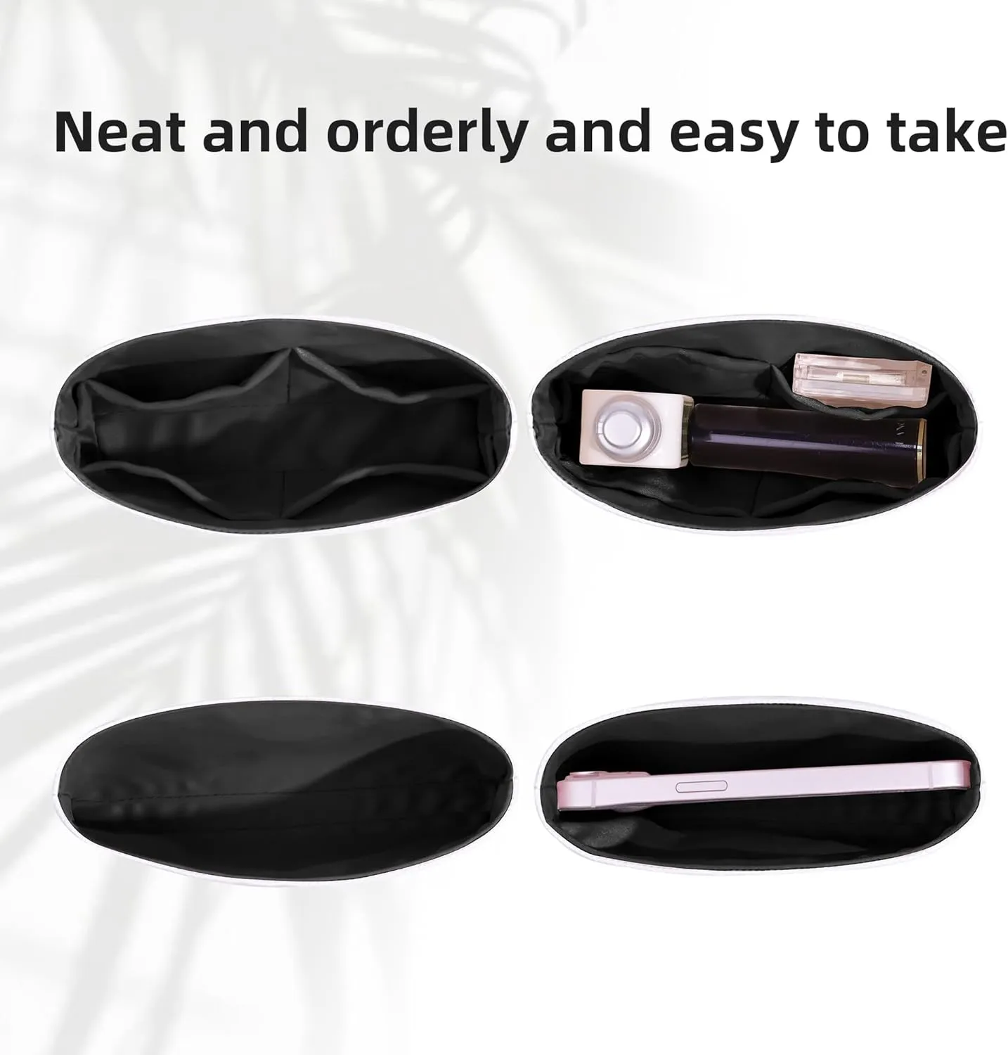 DGAZ Lightweight Purse Organizer Insert for Fendi Peekaboo Bag,silk and DupontPaper handbag inner for Luxury Bags(Black,Peekaboo M)