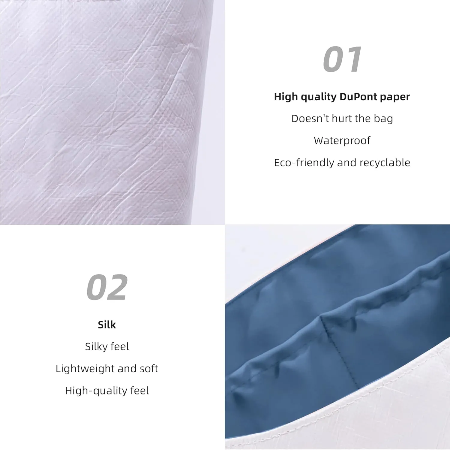 DGAZ Lightweight Purse Organizer Insert for Longchamp Le Pliage Original Series Bag,silk and DupontPaper handbag inner for Luxury Bags(Blue Lin,LE PLIAGE L（Handle height: about 9 cm）)