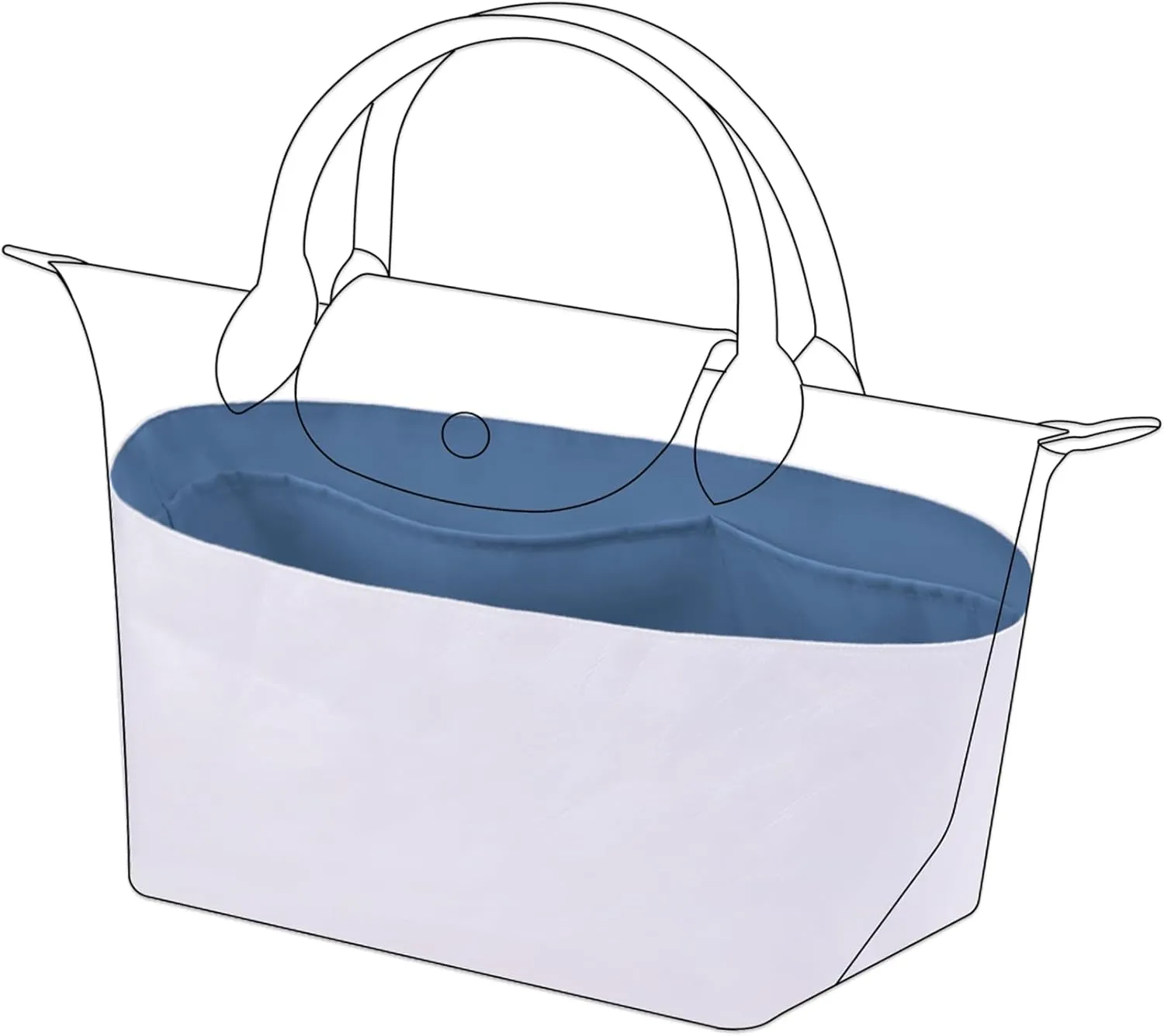 DGAZ Lightweight Purse Organizer Insert for Longchamp Le Pliage Original Series Bag,silk and DupontPaper handbag inner for Luxury Bags(Blue Lin,LE PLIAGE L（Handle height: about 9 cm）)