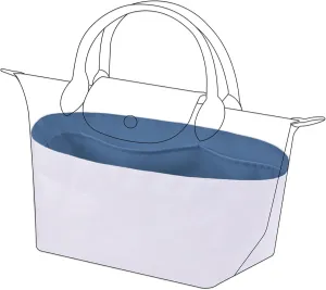 DGAZ Lightweight Purse Organizer Insert for Longchamp Le Pliage Original Series Bag,silk and DupontPaper handbag inner for Luxury Bags(Blue Lin,LE PLIAGE L（Handle height: about 9 cm）)