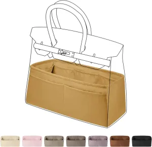 DGAZ Purse Organizer Silky Smooth Fits Birkin 20/25/30/35/40/45/50 Bags,Silk,Luxury Handbag Tote in Bag Shapers, Women(Biscuit color,BK20)