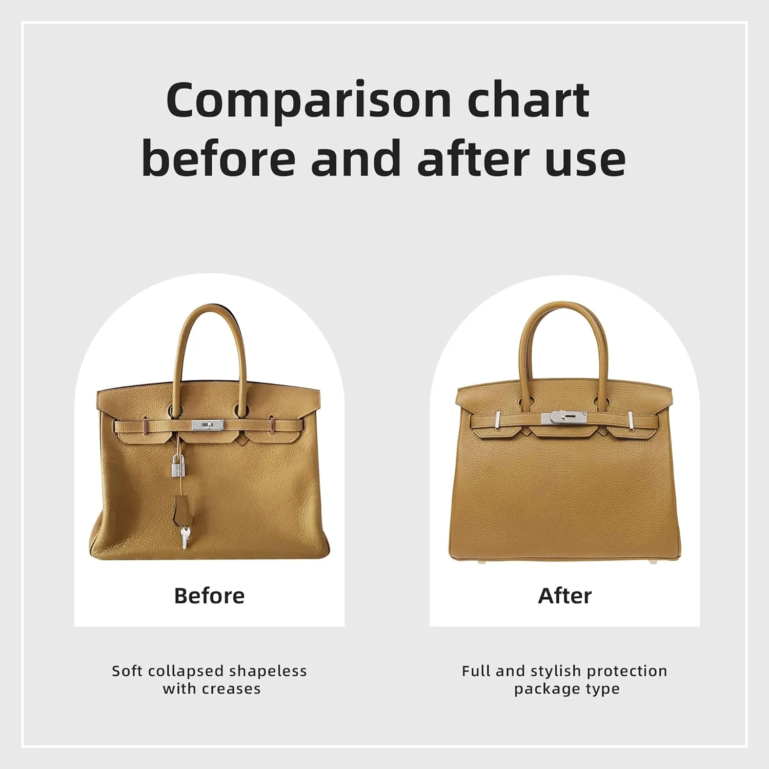 DGAZ Purse Organizer Silky Smooth Fits Birkin 20/25/30/35/40/45/50 Bags,Silk,Luxury Handbag Tote in Bag Shapers, Women(Biscuit color,BK20)