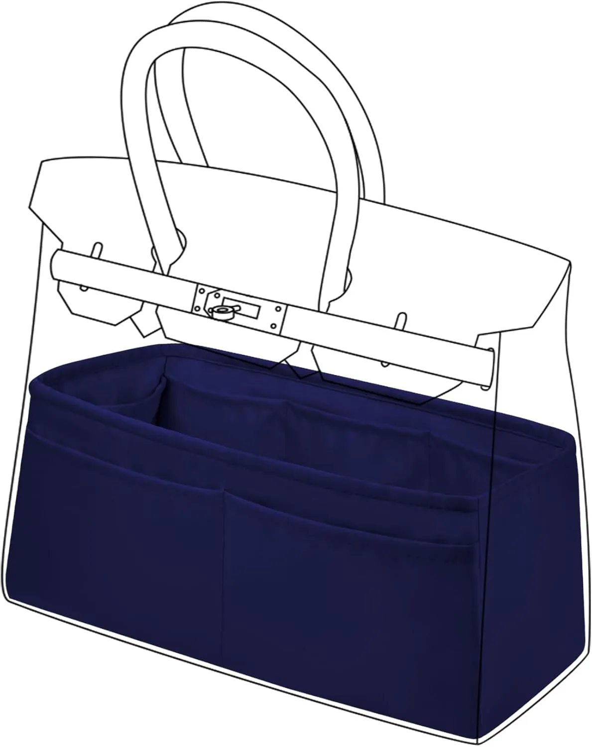 DGAZ Purse Organizer Silky Smooth Fits Birkin 20/25/30/35/40/45/50 Bags,Silk,Luxury Handbag Tote in Bag Shapers, Women(Blue nuit,BK30)