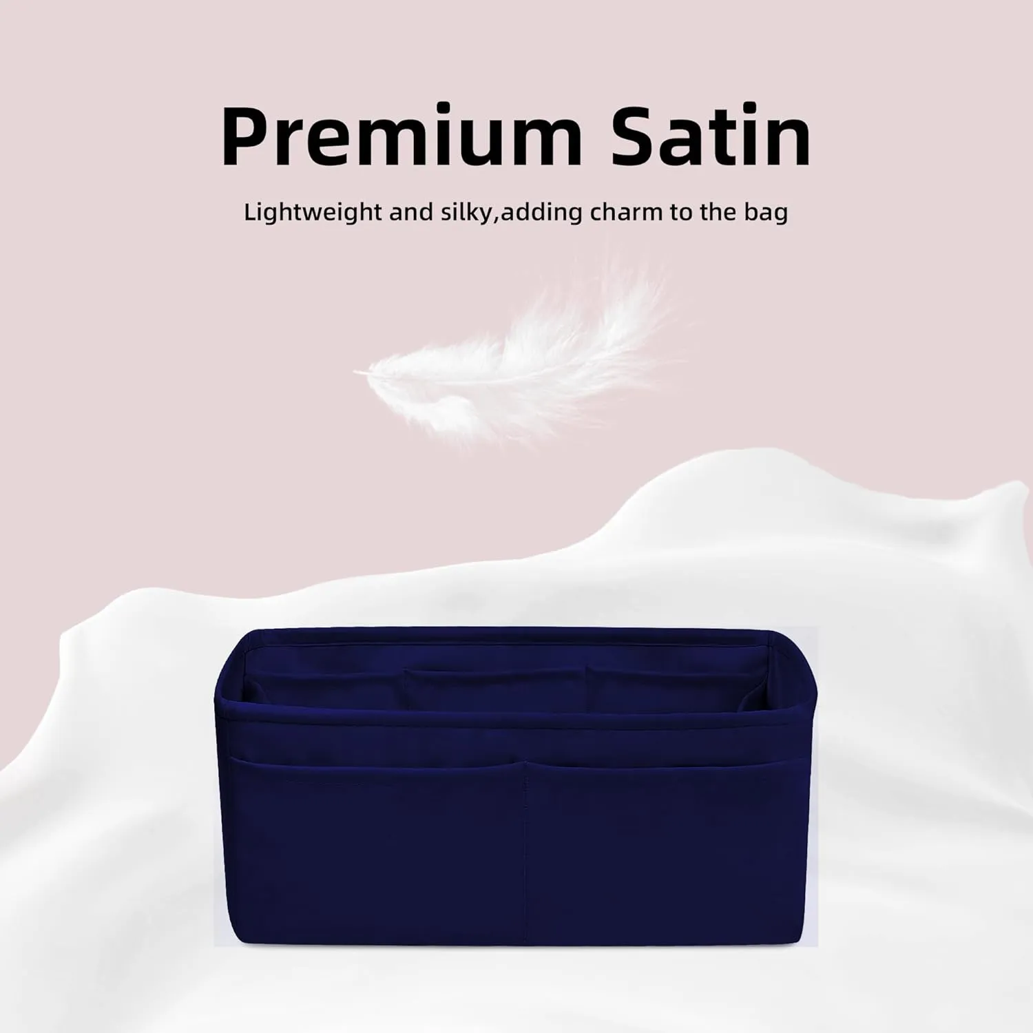 DGAZ Purse Organizer Silky Smooth Fits Birkin 20/25/30/35/40/45/50 Bags,Silk,Luxury Handbag Tote in Bag Shapers, Women(Blue nuit,BK30)