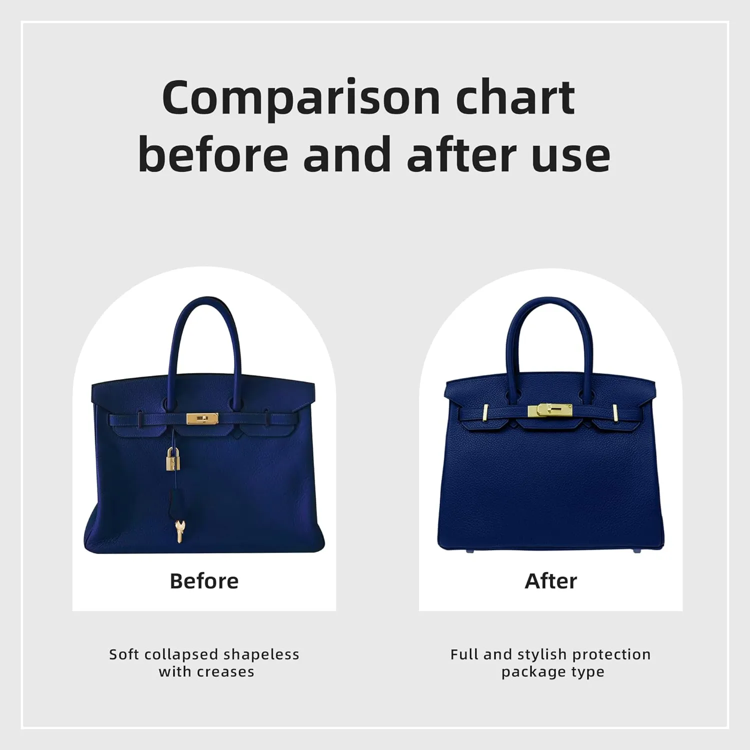 DGAZ Purse Organizer Silky Smooth Fits Birkin 20/25/30/35/40/45/50 Bags,Silk,Luxury Handbag Tote in Bag Shapers, Women(Blue nuit,BK30)