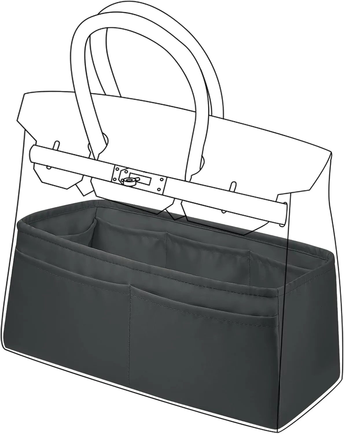 DGAZ Purse Organizer Silky Smooth Fits Birkin 20/25/30/35/40/45/50 Bags,Silk,Luxury Handbag Tote in Bag Shapers, Women(Grismeyer,BK25)