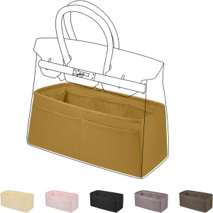 DGAZ Purse Organizer Silky Smooth Fits Birkin 25/30/35/40 Bags,Silk,Luxury Handbag Tote in Bag Shapers, Women(Biscuit color,BK25)