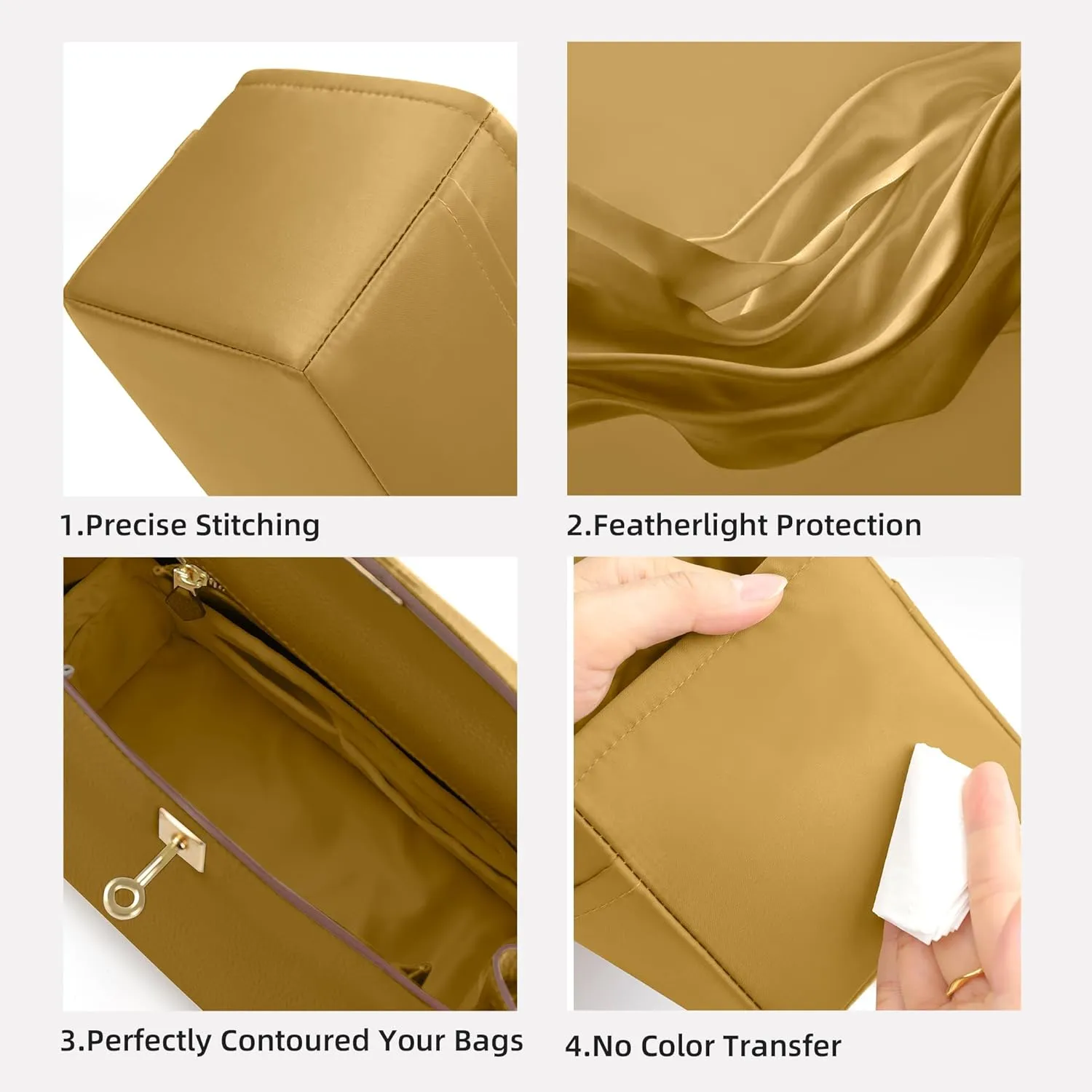 DGAZ Purse Organizer Silky Smooth Fits Birkin 25/30/35/40 Bags,Silk,Luxury Handbag Tote in Bag Shapers, Women(Biscuit color,BK25)