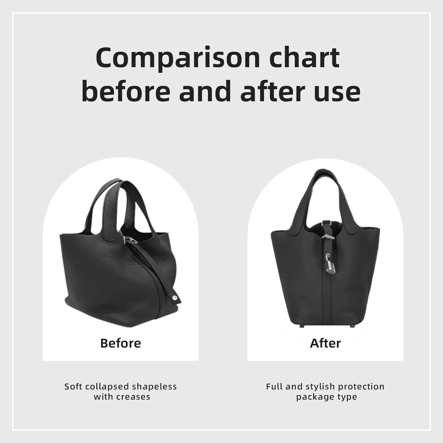 DGAZ Purse Organizer Silky Smooth,Silk,Luxury Handbag Tote in Bag Shapers, Women- Fits picotin18/22Bags (Black, PC22)