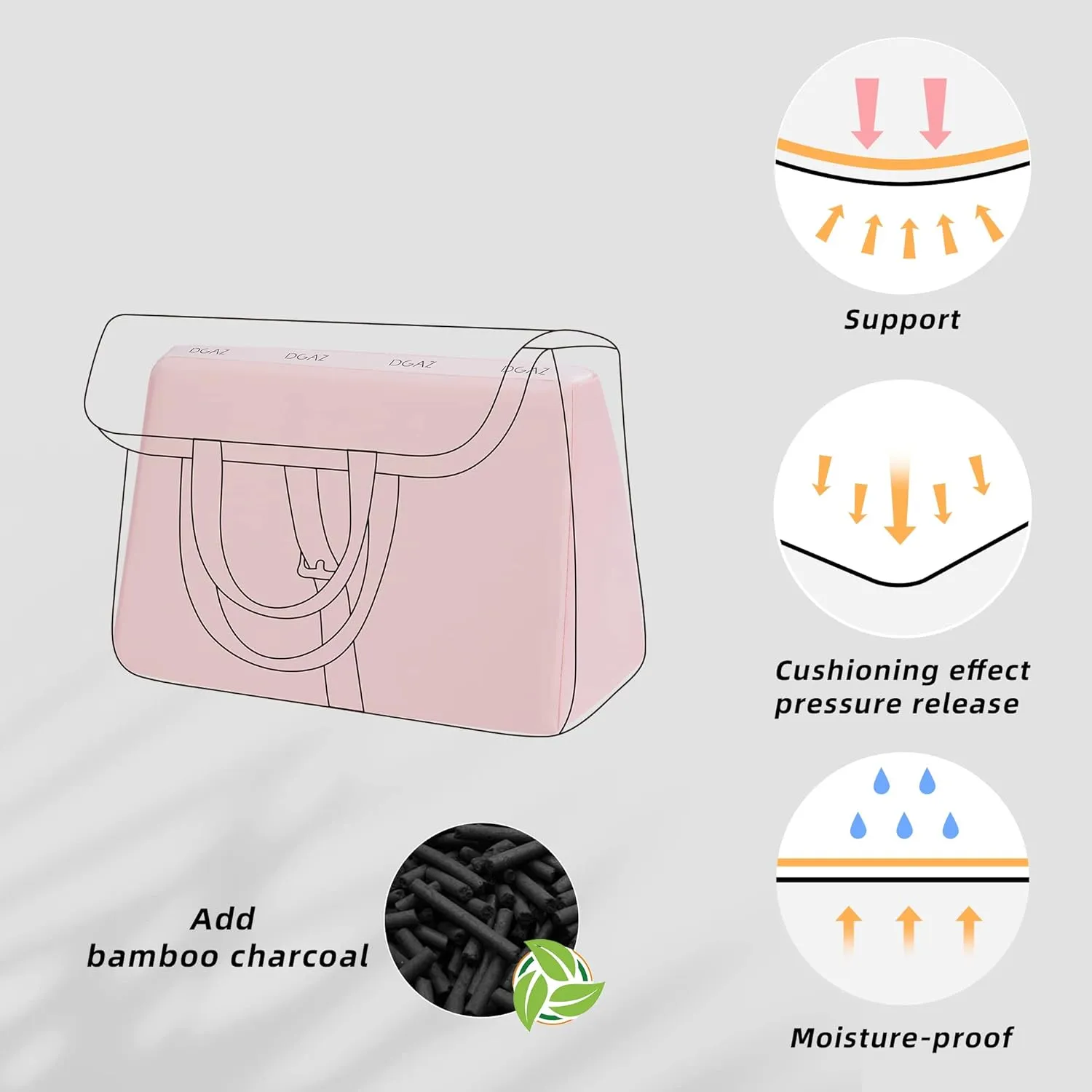 DGAZ Purse Pillow Insert for Hermes Halzan bags, Memory Foam, Silky Pillow Shaper for Luxury Handbags(Pink,Halzan Mini20)