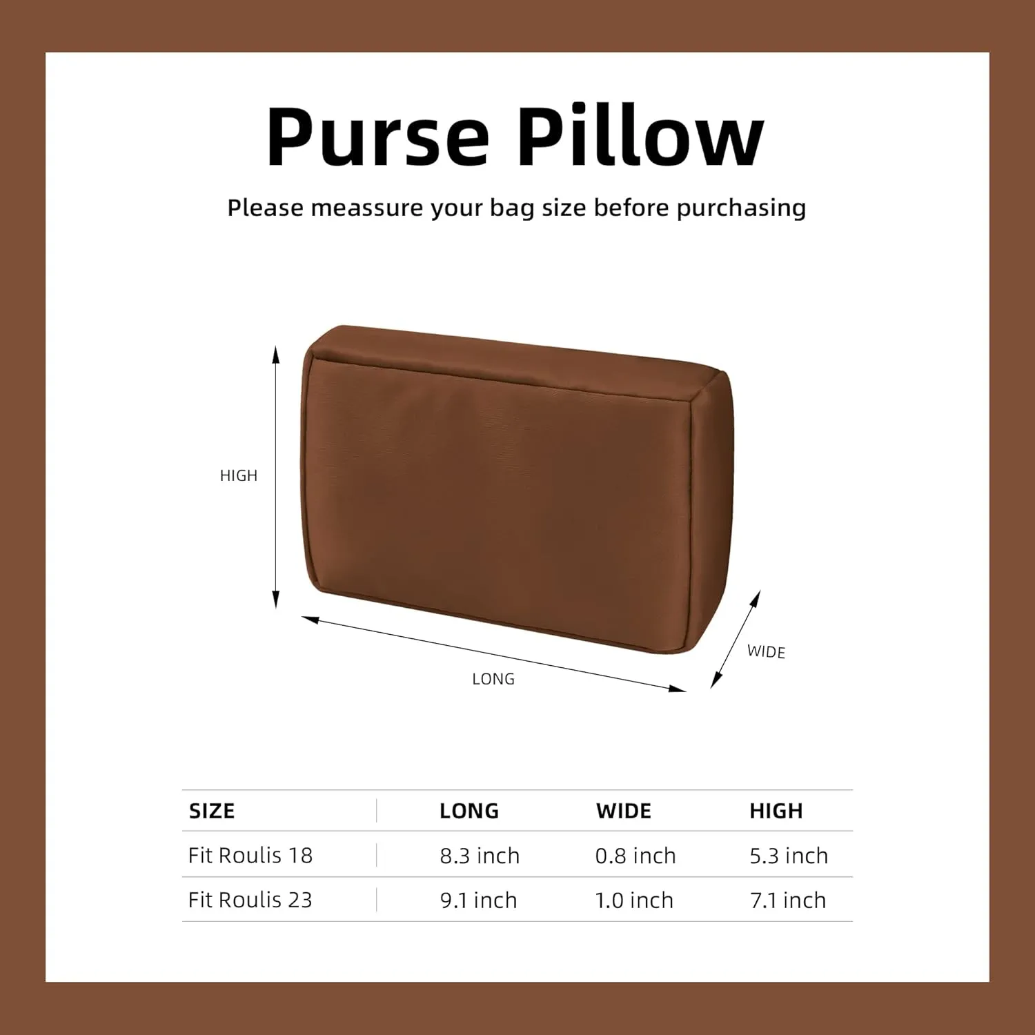 DGAZ Purse Pillow Insert for Hermes Roulis bags, Memory Foam, Silky Pillow Shaper for Luxury Handbags(Gold,Roulis18)