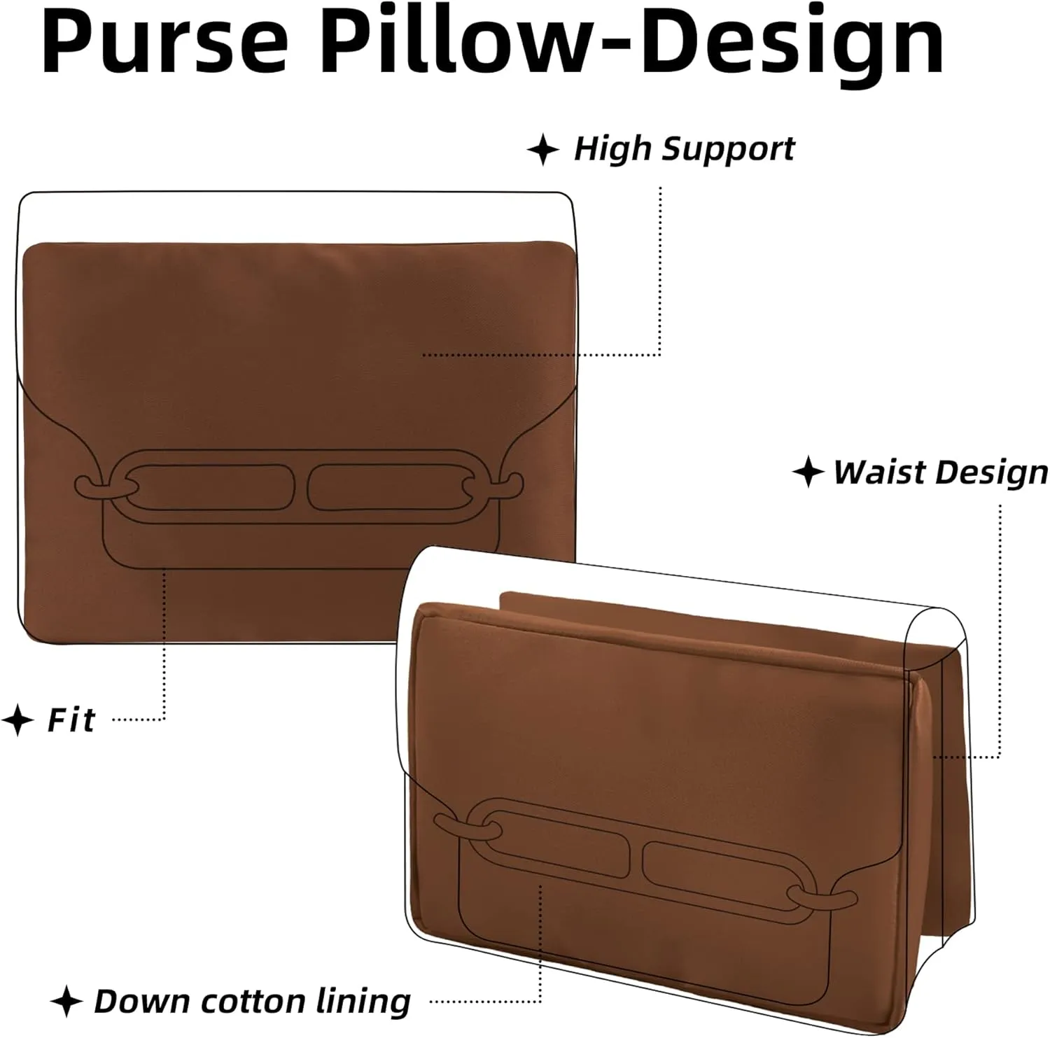 DGAZ Purse Pillow Insert for Hermes Roulis bags, Memory Foam, Silky Pillow Shaper for Luxury Handbags(Gold,Roulis18)