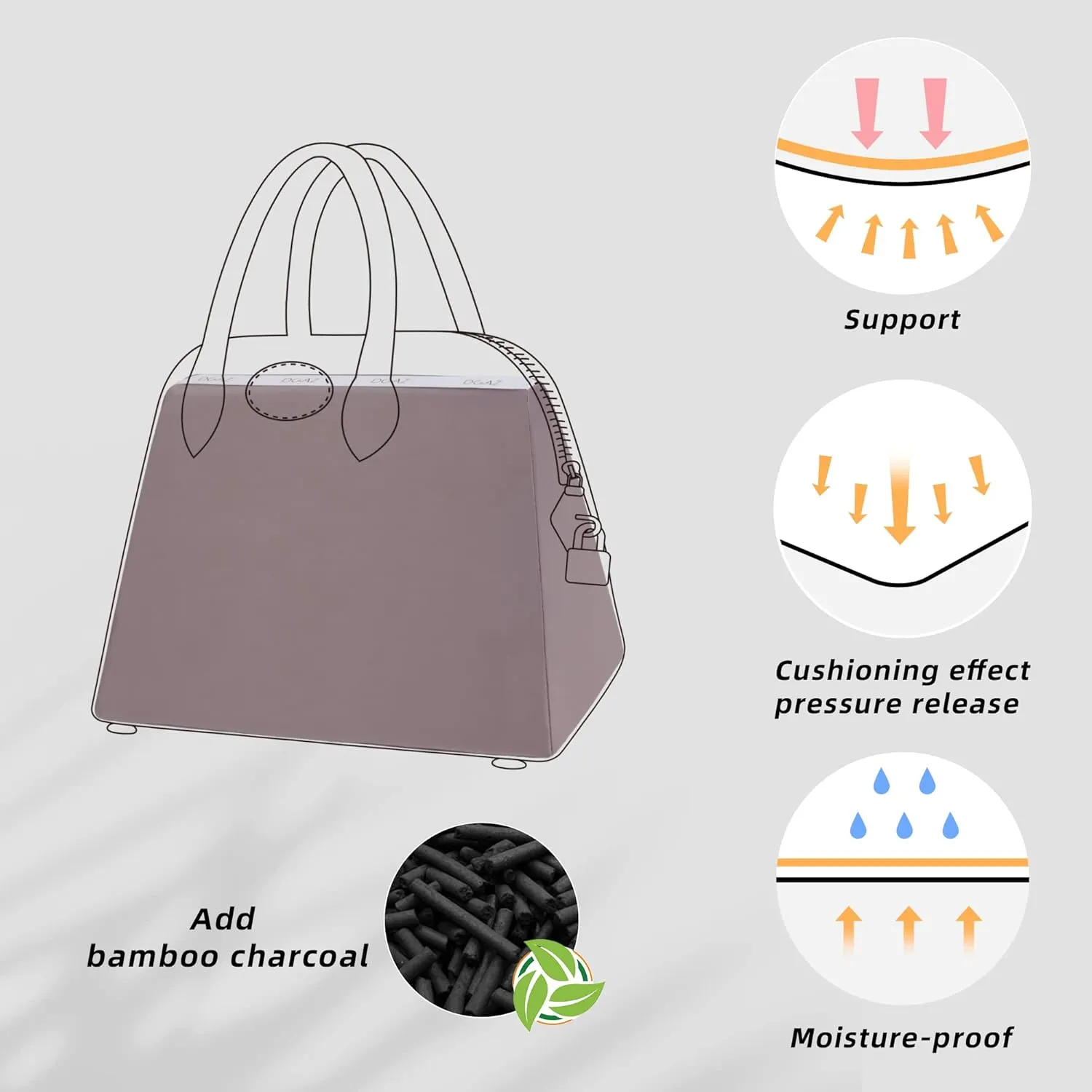 DGAZ Purse Pillow Shaper Insert for Bolide Bags, Silky Pillow Shaper for Luxury Handbags(Konjac Purple,1923 mini)
