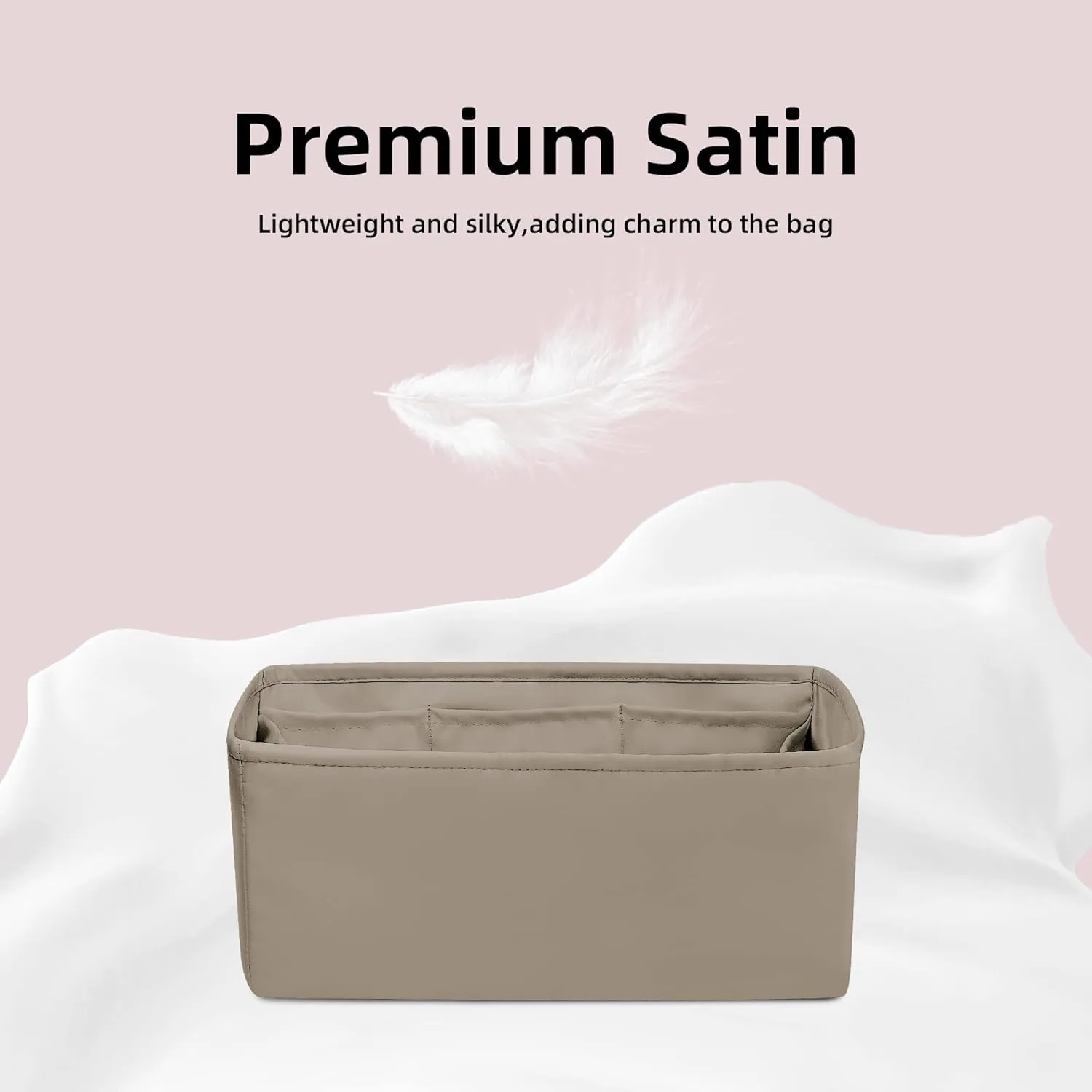 DGAZ Silk Purse Organizer Insert Fits Bolide 1923mini/25/27/31/35,Silky Smooth Bag Organizer，Luxury Handbag & Tote Shaper(Gris tourterelle,Bolide31)