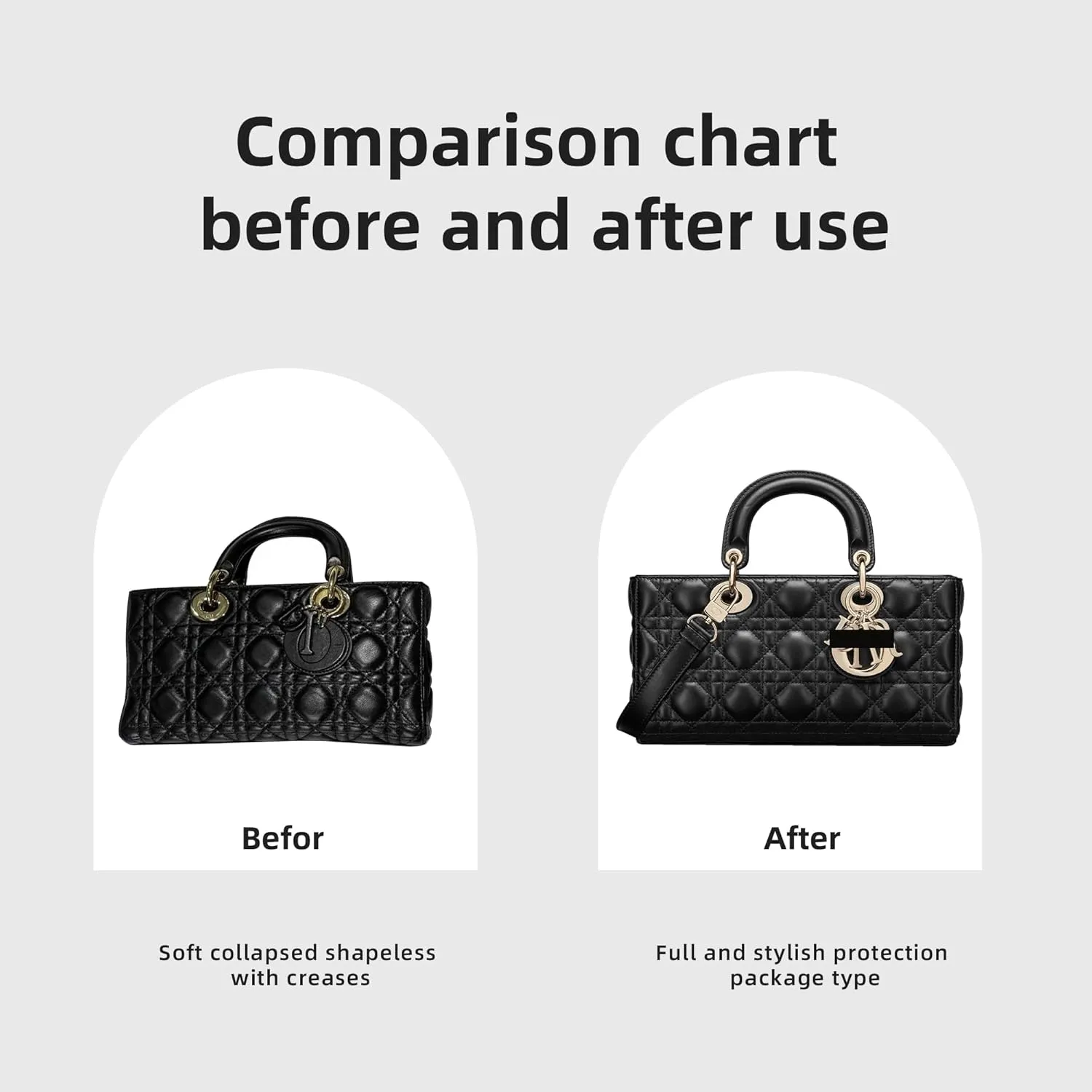 DGAZ Silk Purse Organizer Insert Fits Dior D-joy Bags,Silky Smooth Bag Organizer，Luxury Handbag & Tote Shaper(Black,D-joy S)
