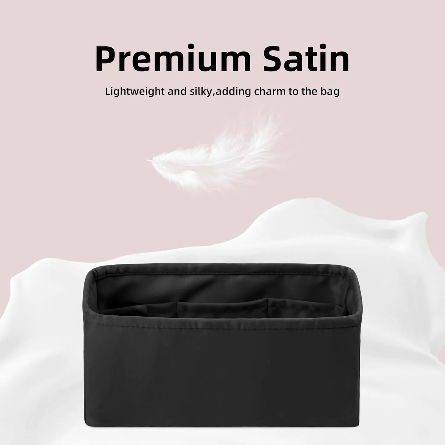 DGAZ Silk Purse Organizer Insert Fits Dior D-joy Bags,Silky Smooth Bag Organizer，Luxury Handbag & Tote Shaper(Black,D-joy S)