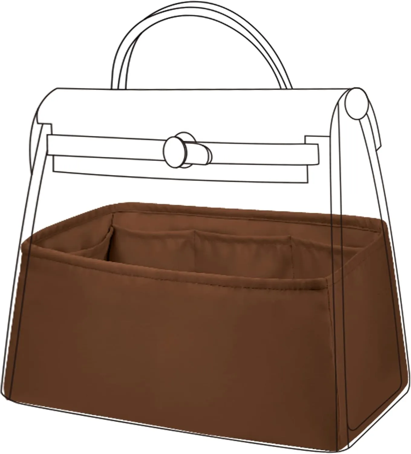 DGAZ Silk Purse Organizer Insert Fits Hermes Herbag 31/39/50 Bags, Luxury Handbag & Tote Organiser, Simplicity bag insert（Gold,H31）