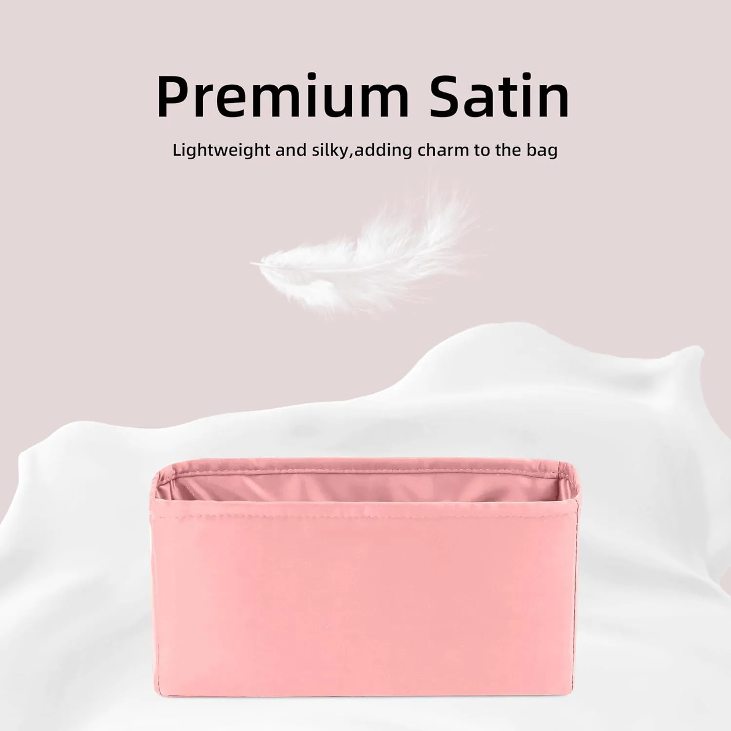 DGAZ Silk Purse Organizer Insert For Celine Triomphe Nano/Teen/Medium Bags,Silky Smooth Bag Organizer，Luxury Handbag & Tote Shaper(Rose Confetti,Triomphe Teen)