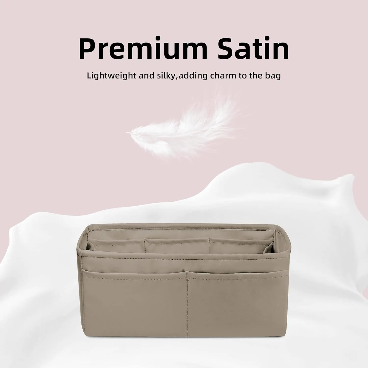 DGAZ Silk Purse Organizer Insert For Hermes 24/24 mini/29/35 Bags, Luxury Handbag & Tote Organizer, Simplicity bag organizer(Cris tourterelle,24/24-mini)