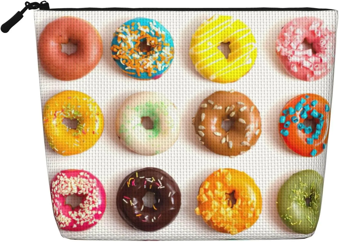 Different Flavors of Doughnuts Print Cosmetic Bags for Women Large Capacity Purse Travel Toiletry Zipper Storage Pouch