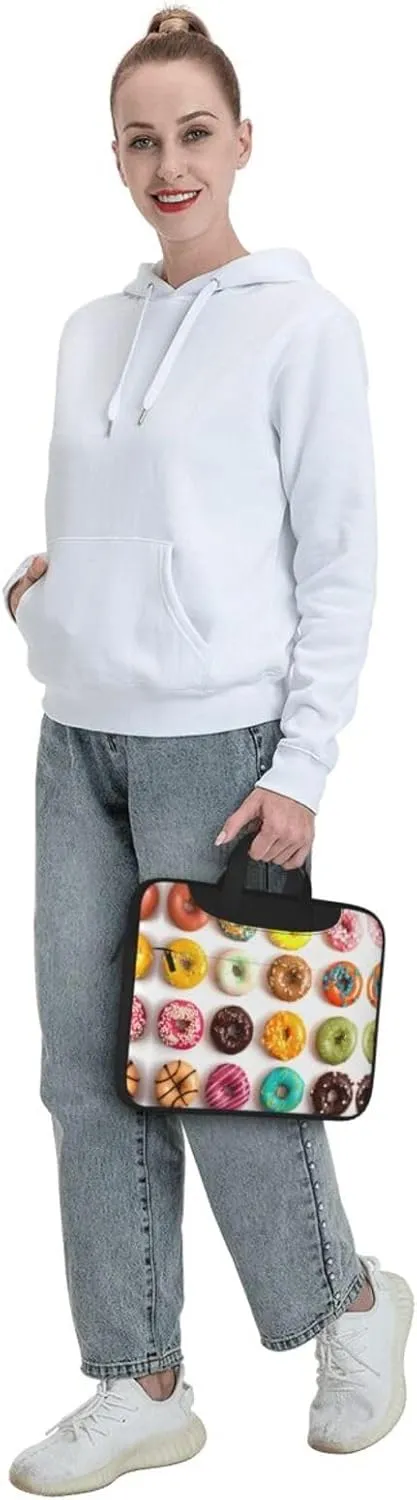 Different Flavors of Doughnuts Print Protective Laptop Bag Versatile Bags Computer Case Soft Women Men Unique