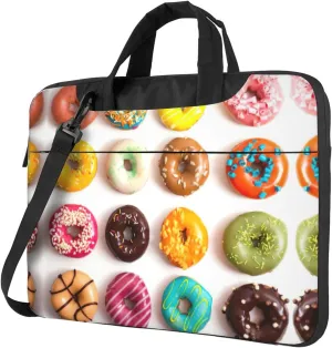 Different Flavors of Doughnuts Print Protective Laptop Bag Versatile Bags Computer Case Soft Women Men Unique